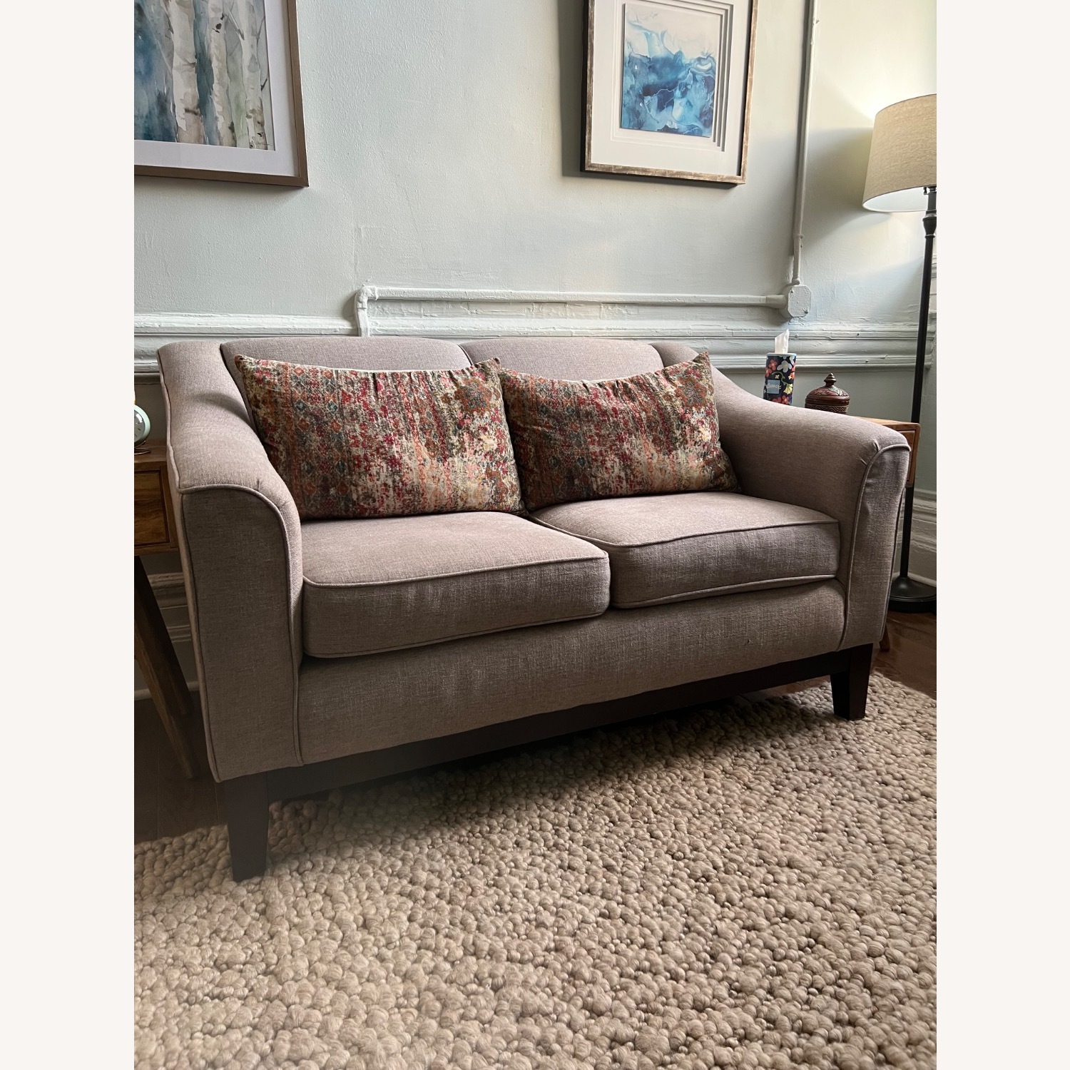 Dark Gray/Brown Tweed Loveseat - image-1