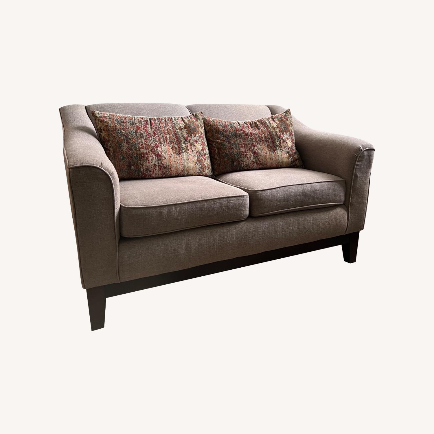 Dark Gray/Brown Tweed Loveseat - image-0