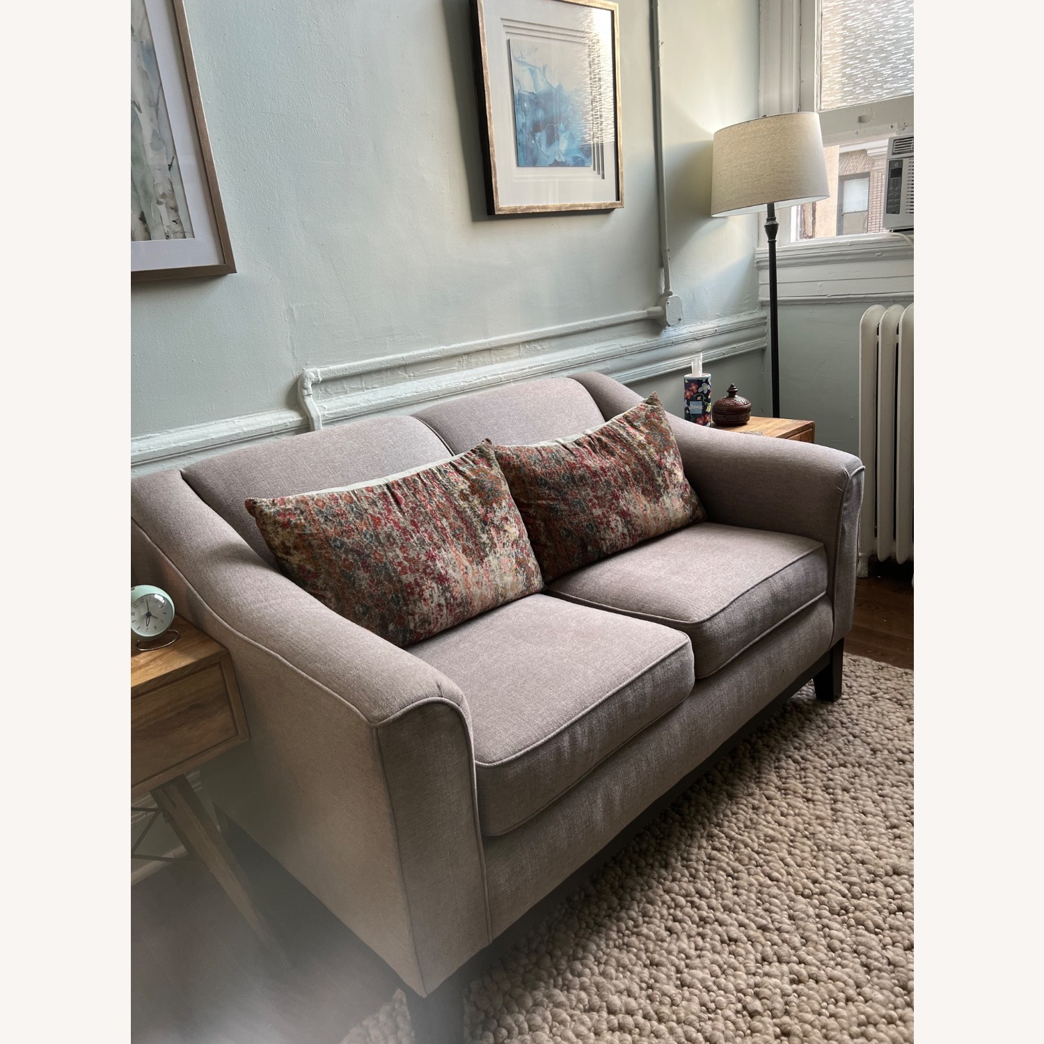 Dark Gray/Brown Tweed Loveseat - image-2