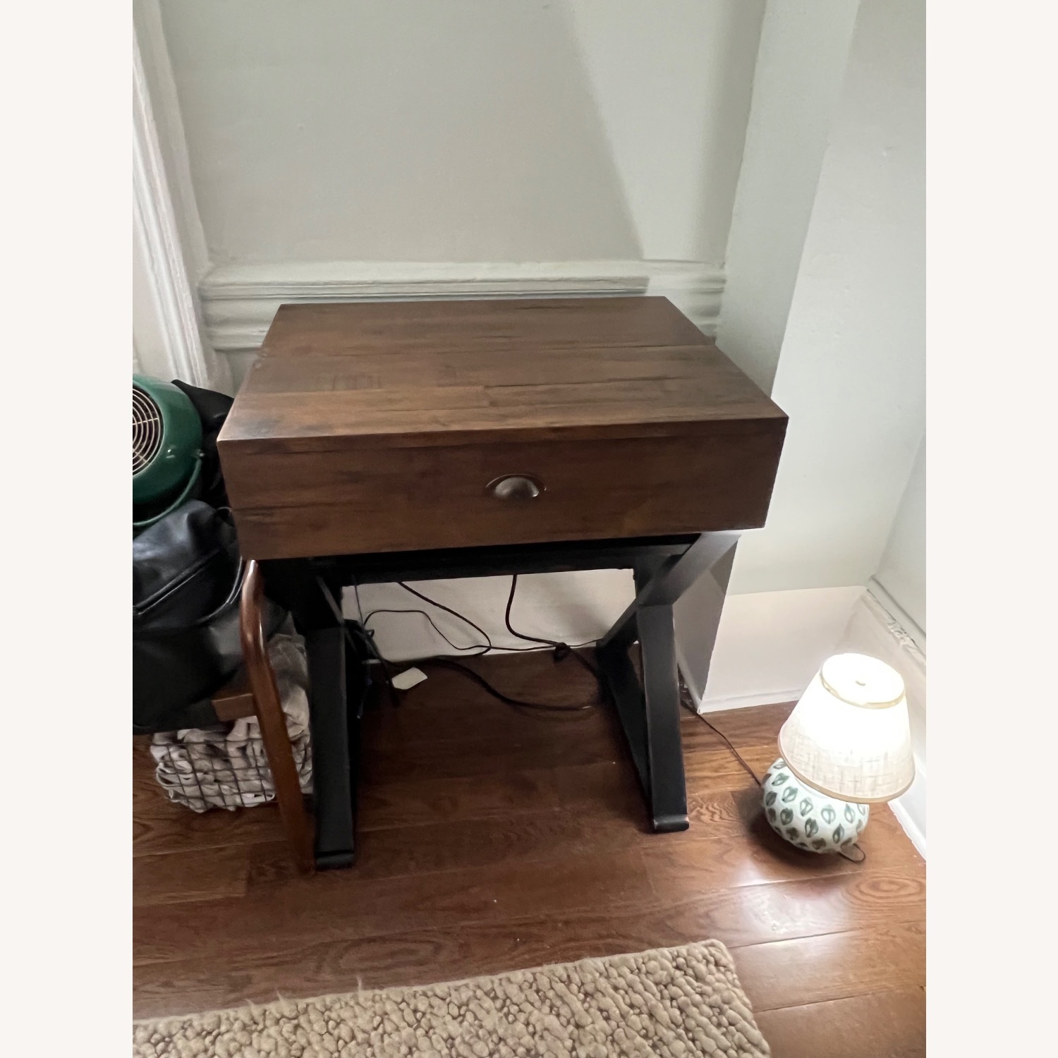 World Market Distressed Antique Cognac and Black Wood Secretary Desk - image-4