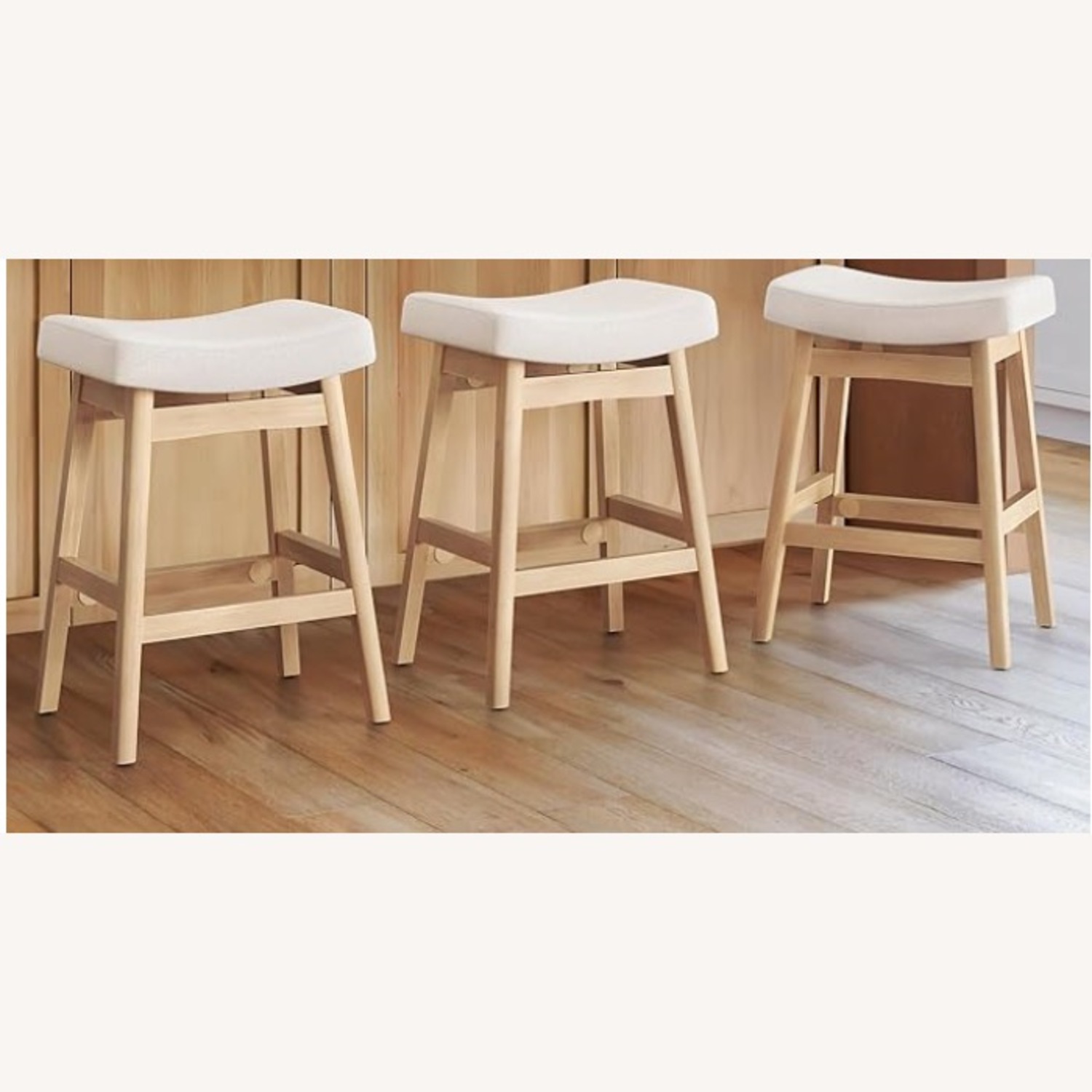 Amazon Cozy Man White Wood Stools - image-1