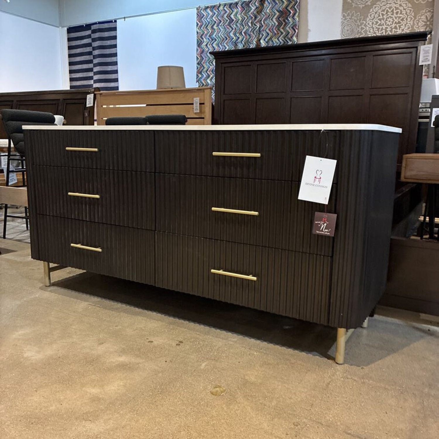 Acme Clayten Marble Top 6-Drawer Dresser - image-2