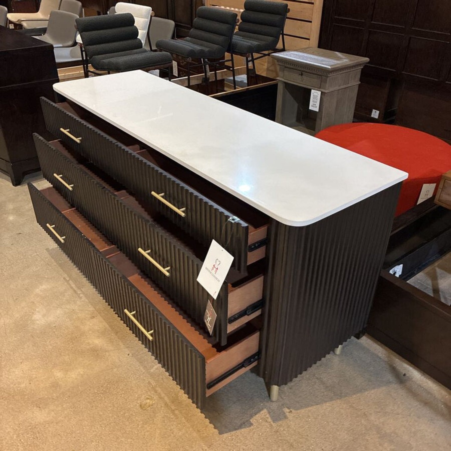 Acme Clayten Marble Top 6-Drawer Dresser - image-3