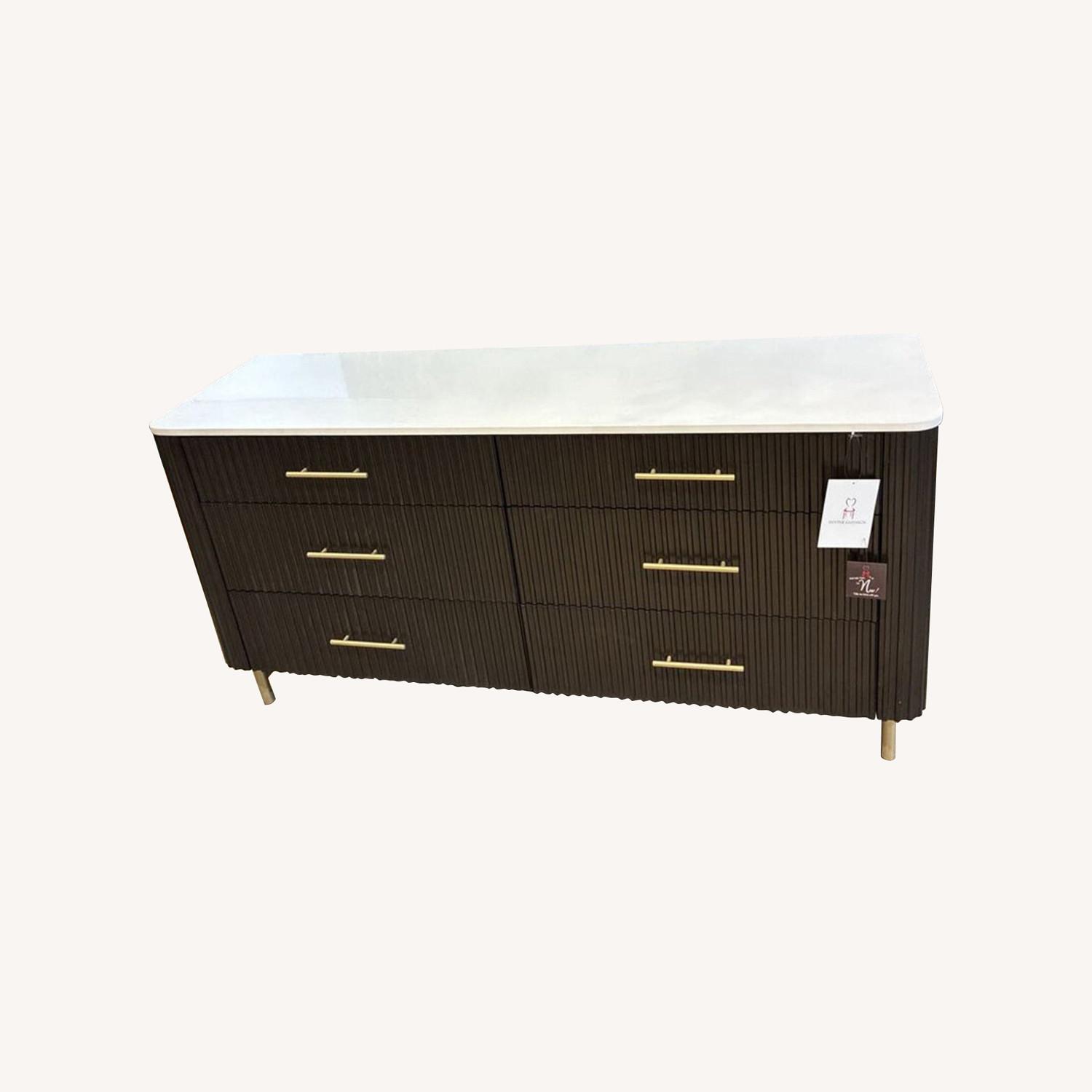 Acme Clayten Marble Top 6-Drawer Dresser - image-0