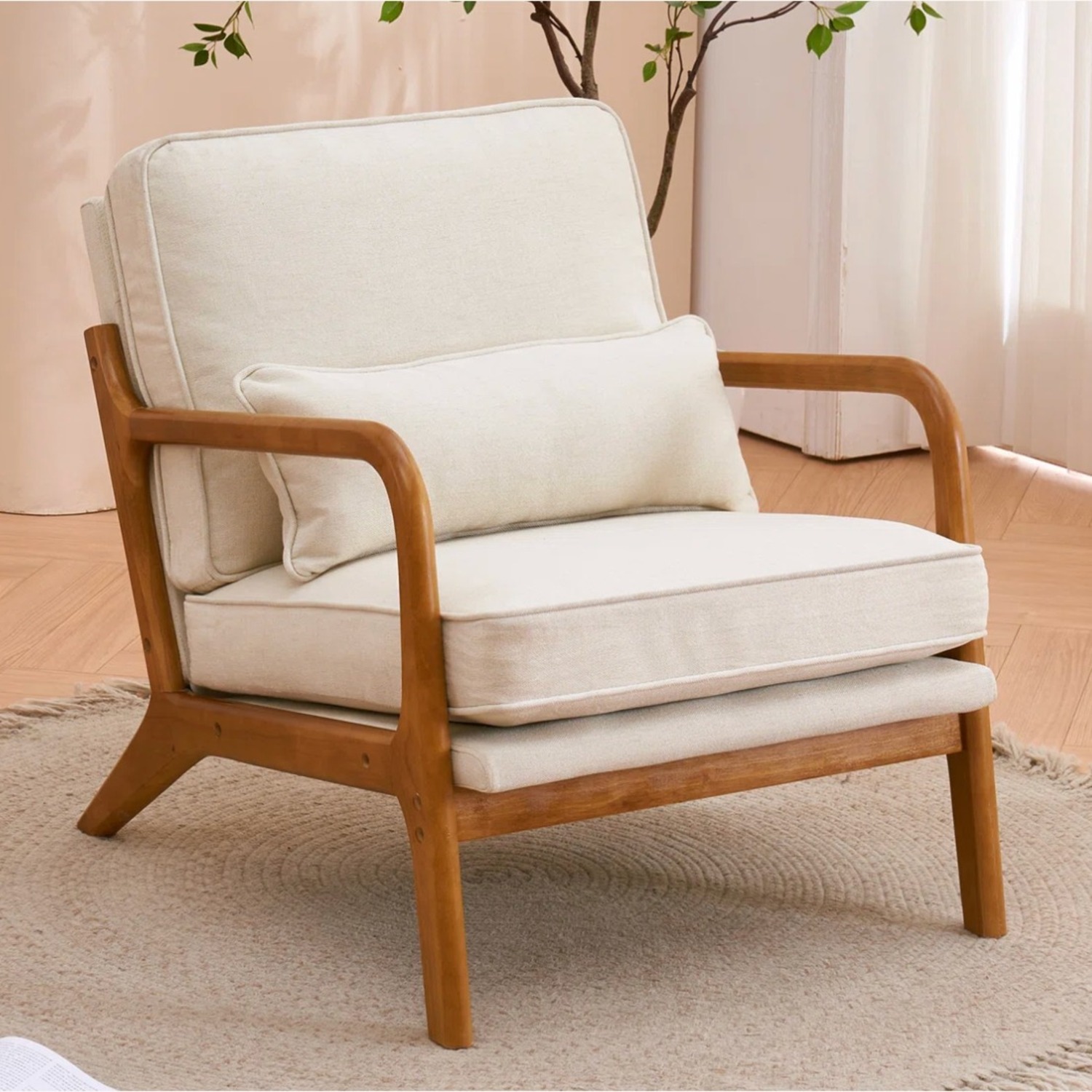 Wayfair Lemley White Wood Accent Chair - Thumbnail 2
