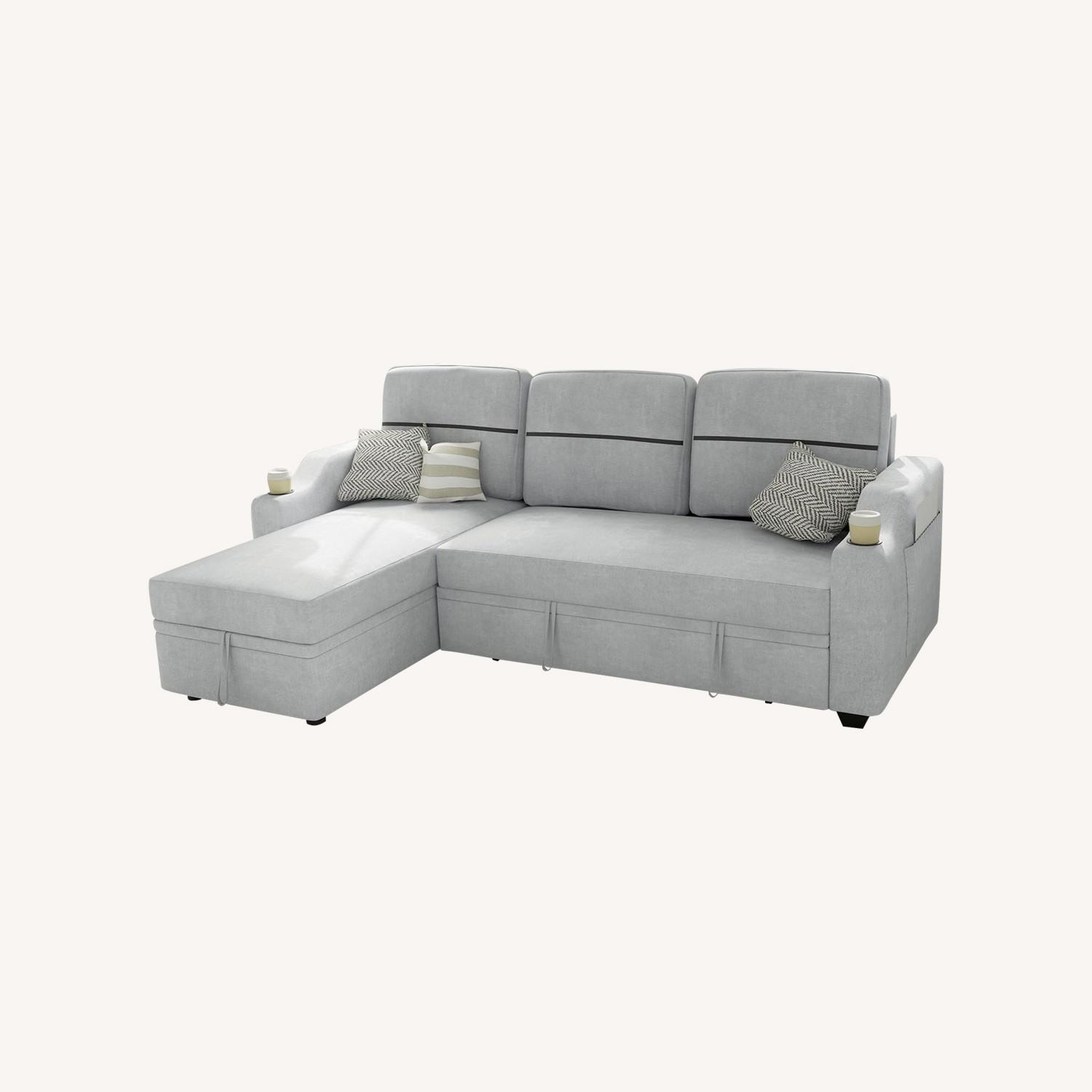 Amazon Light Gray Fabric Sleeper Sofa - image-0