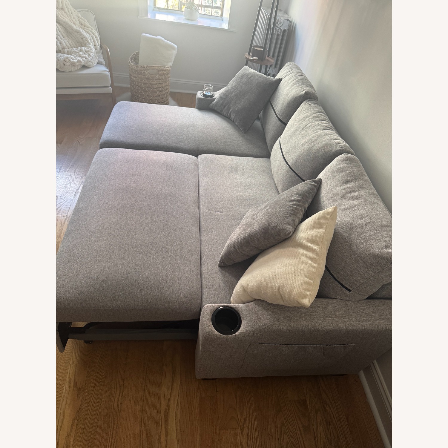Amazon Light Gray Fabric Sleeper Sofa - image-10