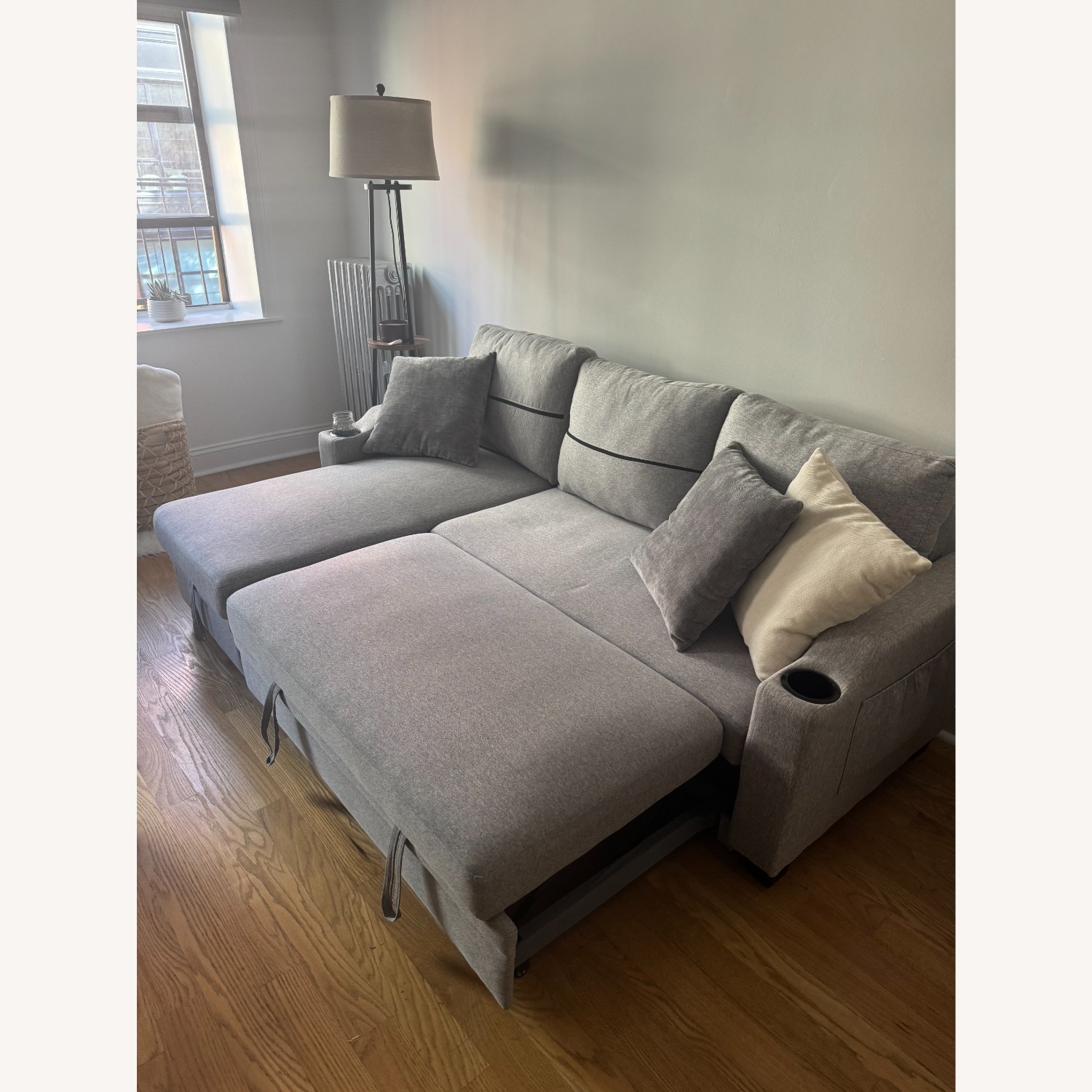 Amazon Light Gray Fabric Sleeper Sofa - image-9