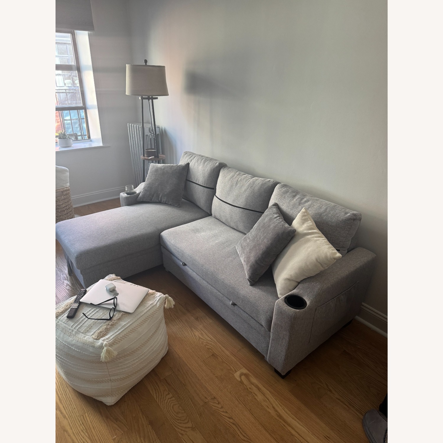 Amazon Light Gray Fabric Sleeper Sofa - image-5
