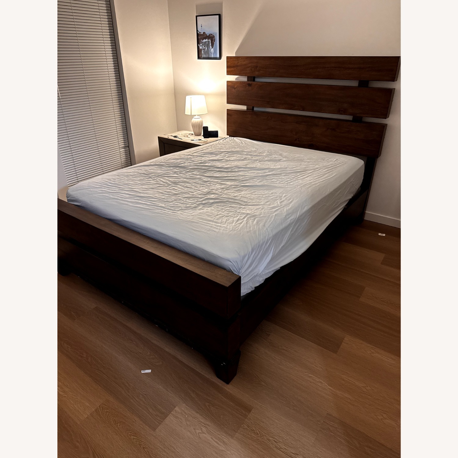 Raymour & Flanigan Dark Brown Wood Queen Bed - image-2