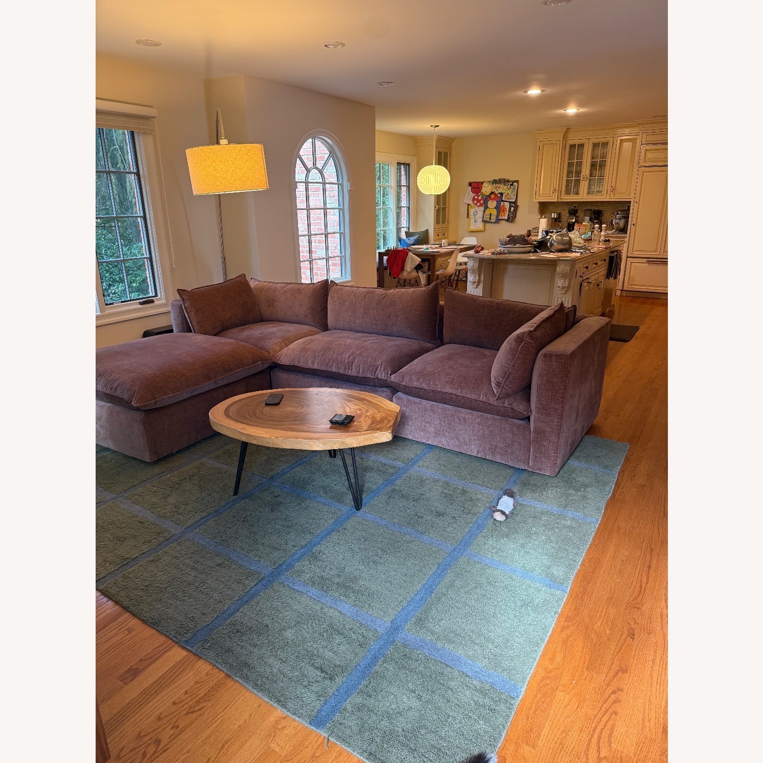 Crate & Barrel Lotus Red Chaise Lounge - image-1