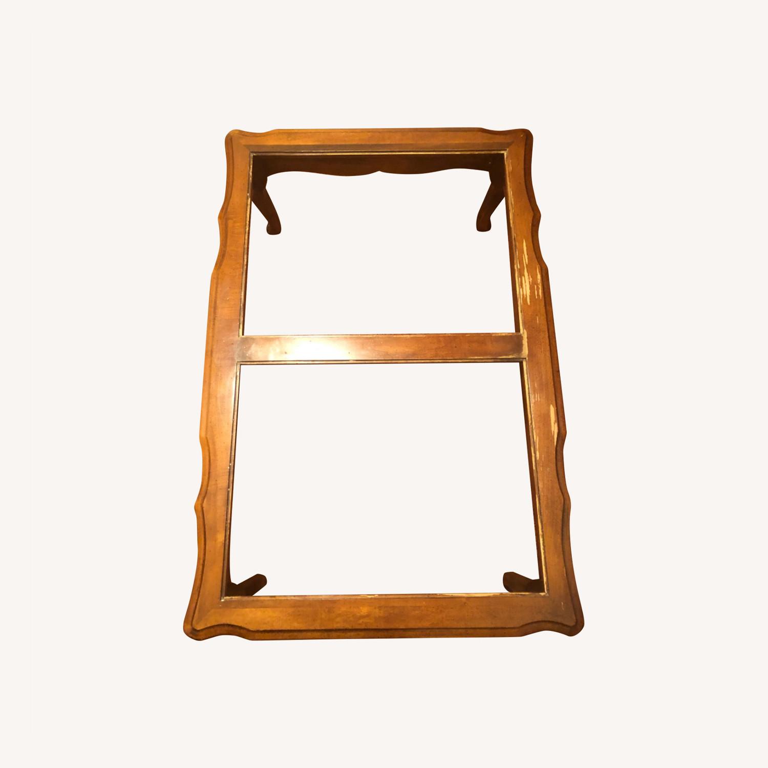 Antique Wood Table with Glass Top - image-0