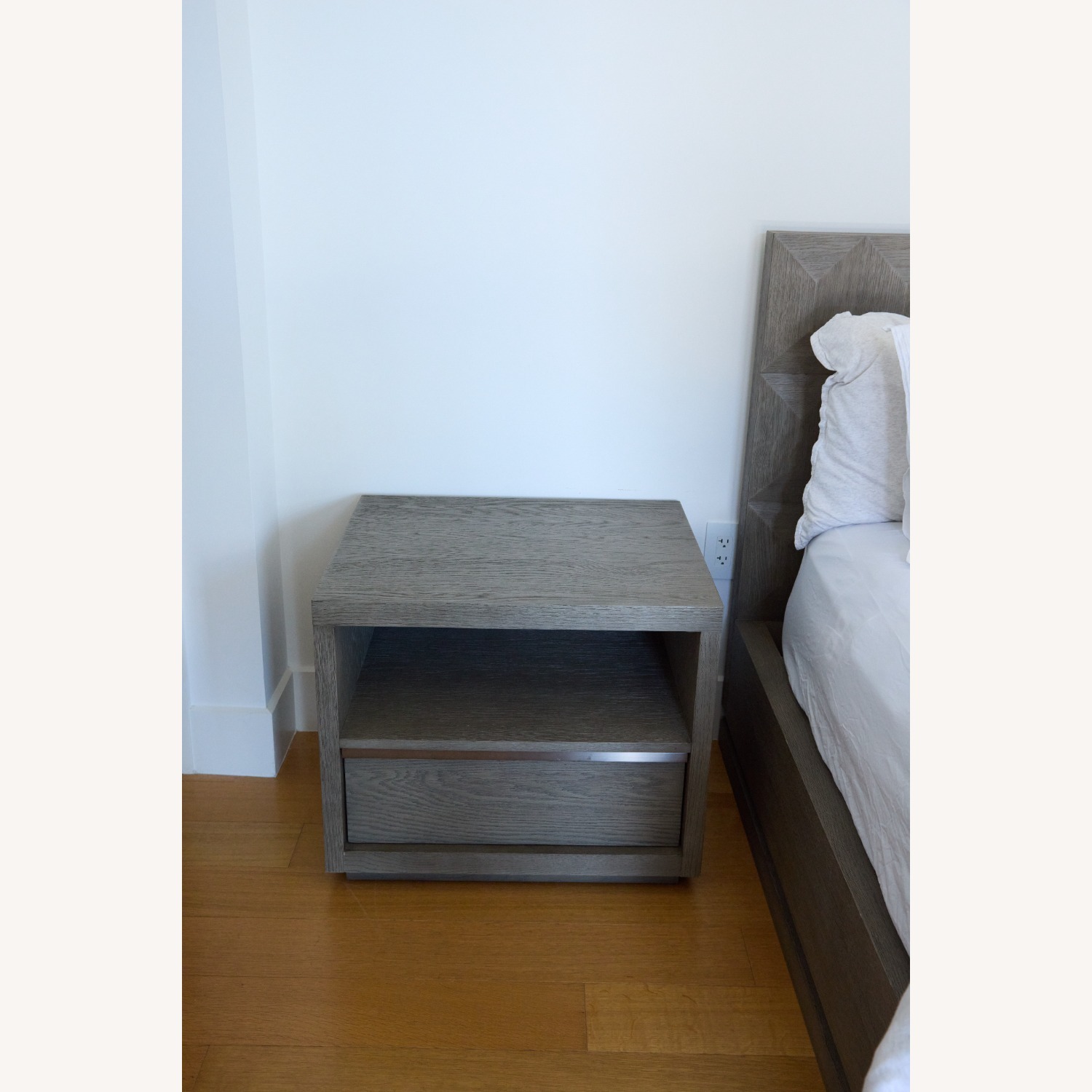 Restoration Hardware Bezier Light Gray Wood Side Tables - image-3