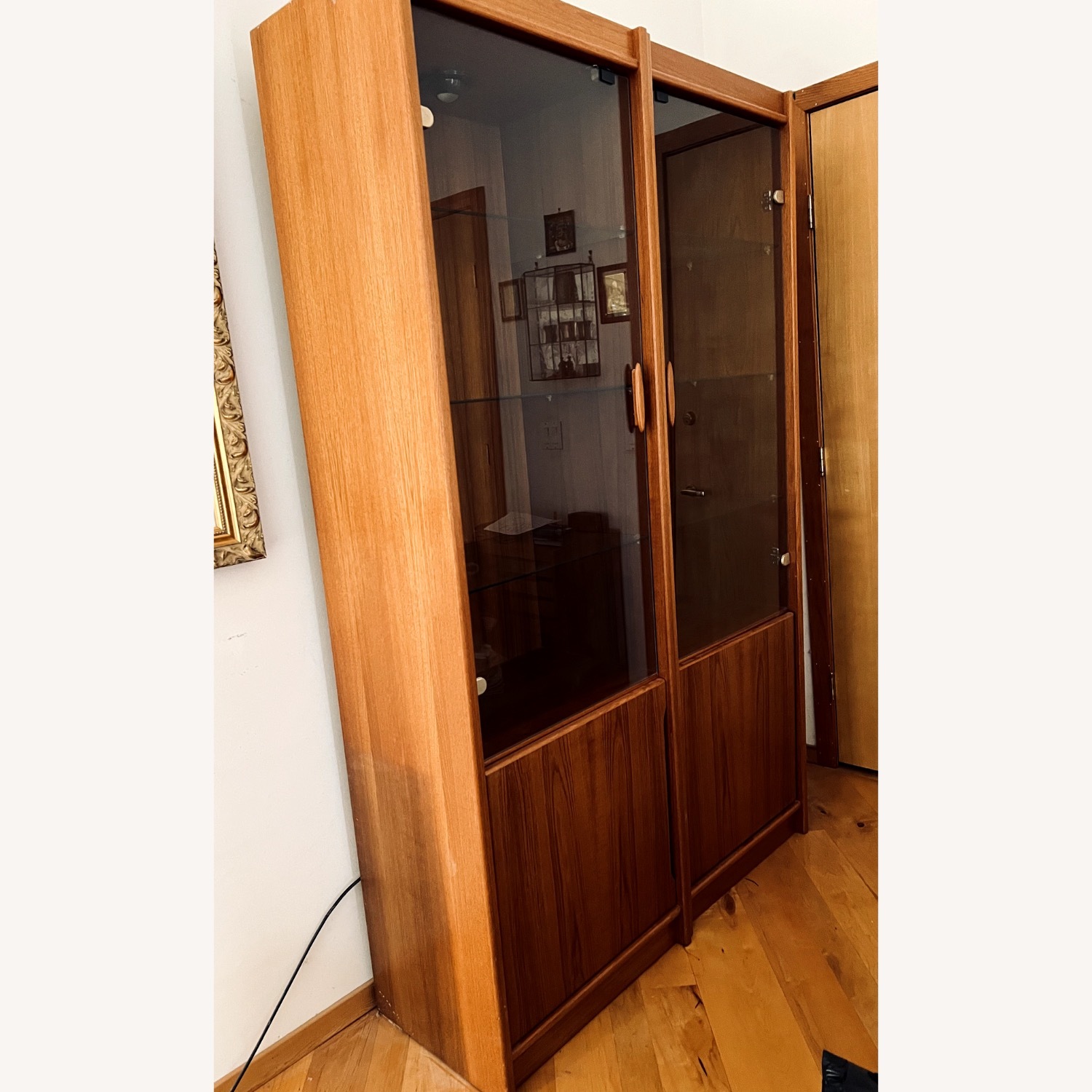 Mid Century Modern Light Brown Wood Armoire - image-2