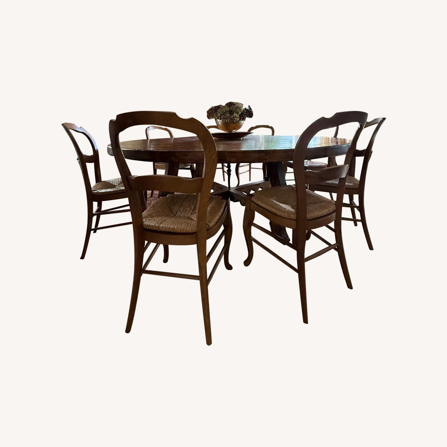 Antique Dark Brown Wood Dining Table - AptDeco