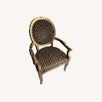 Wood AccentChair Gold Color Frame PolkaDot Fabric