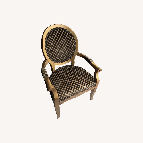 Used Wood AccentChair Gold Color Frame PolkaDot Fabric for sale on AptDeco