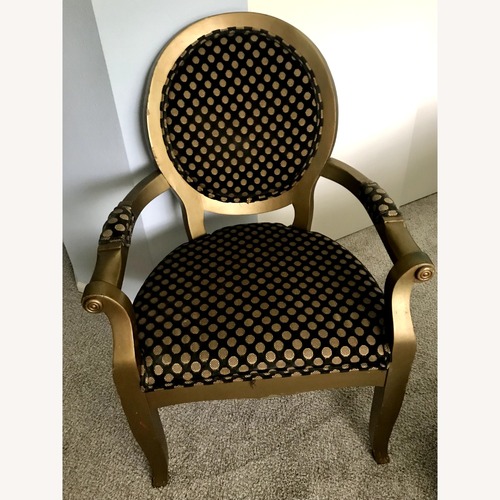 Used Wood AccentChair Gold Color Frame PolkaDot Fabric for sale on AptDeco