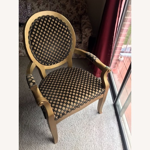 Used Wood AccentChair Gold Color Frame PolkaDot Fabric for sale on AptDeco
