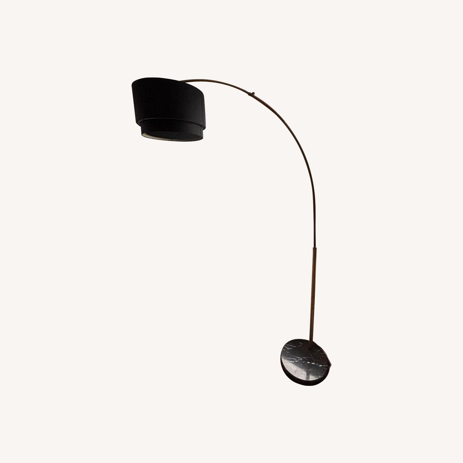 Crate & Barrel Meryl Arc Brass Floor Lamp (Black Shade) - image-7
