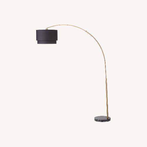 Used Crate & Barrel Meryl Arc Brass Floor Lamp (Black Shade) for sale on AptDeco