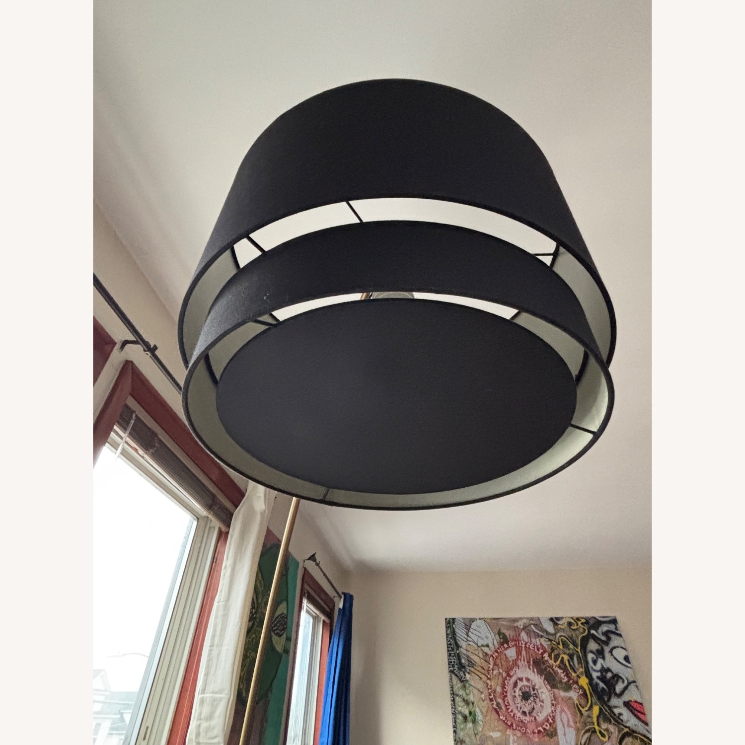 Crate & Barrel Meryl Arc Brass Floor Lamp (Black Shade) - image-4