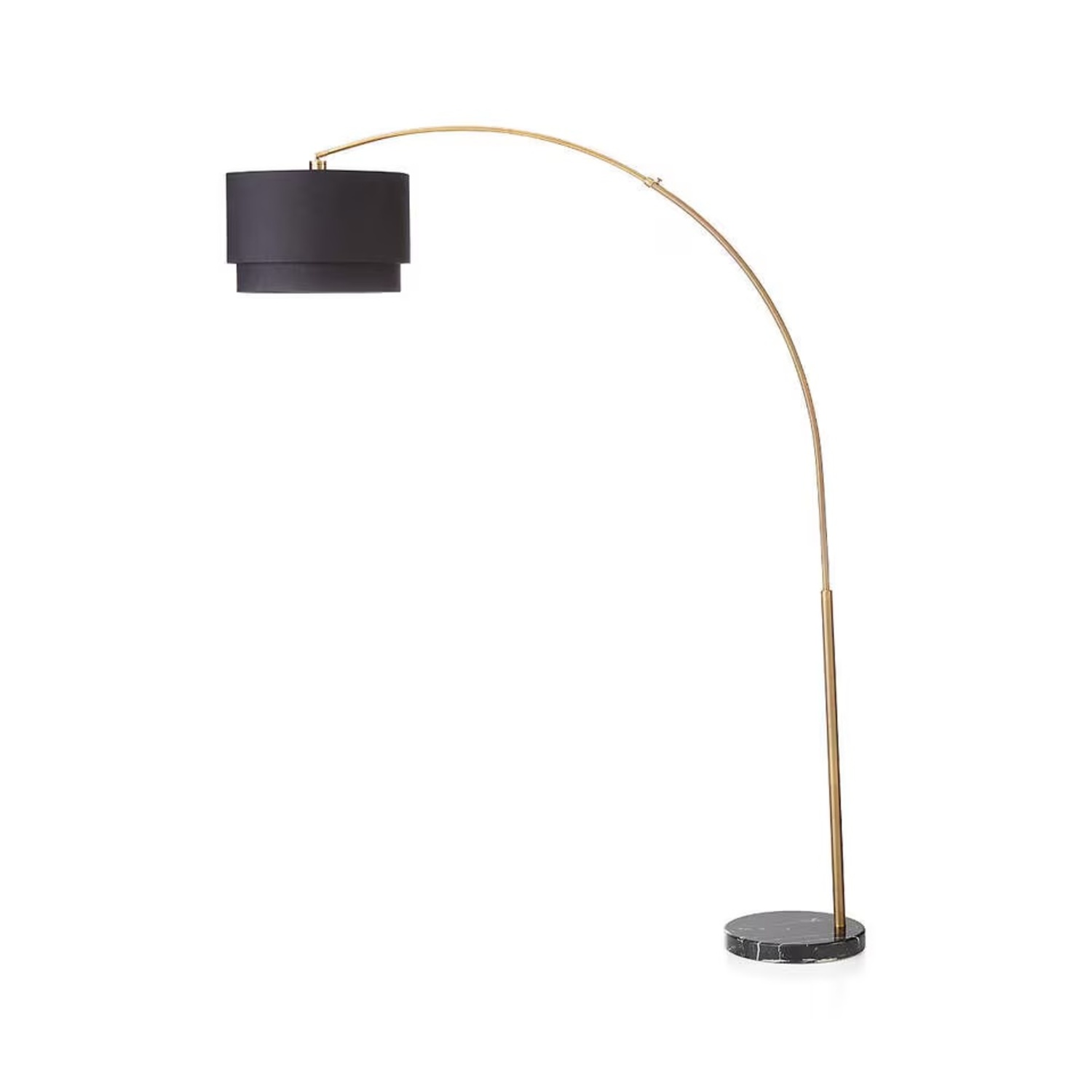 Crate & Barrel Meryl Arc Brass Floor Lamp (Black Shade) - image-6