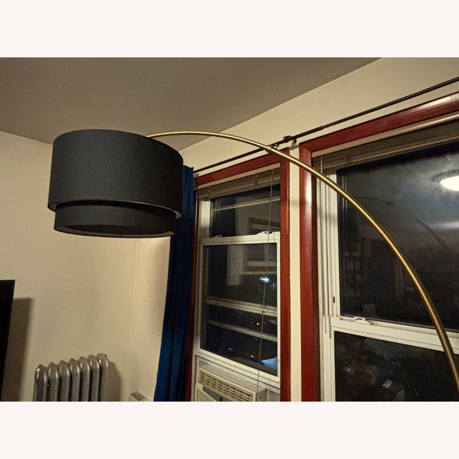 Crate & Barrel Meryl Arc Brass Floor Lamp (Black Shade) - image-2