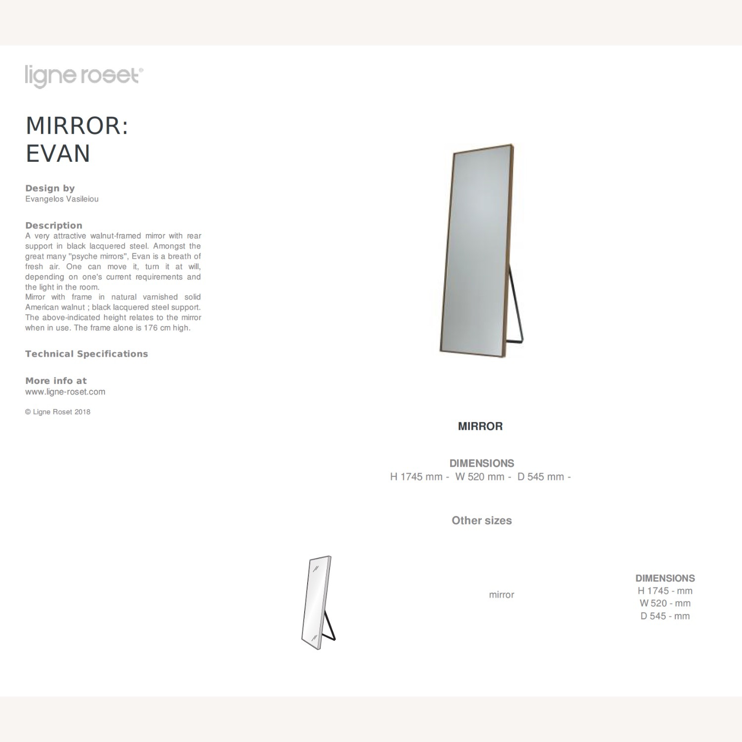 Ligne Roset Walnut Framed Floor Mirror - image-1