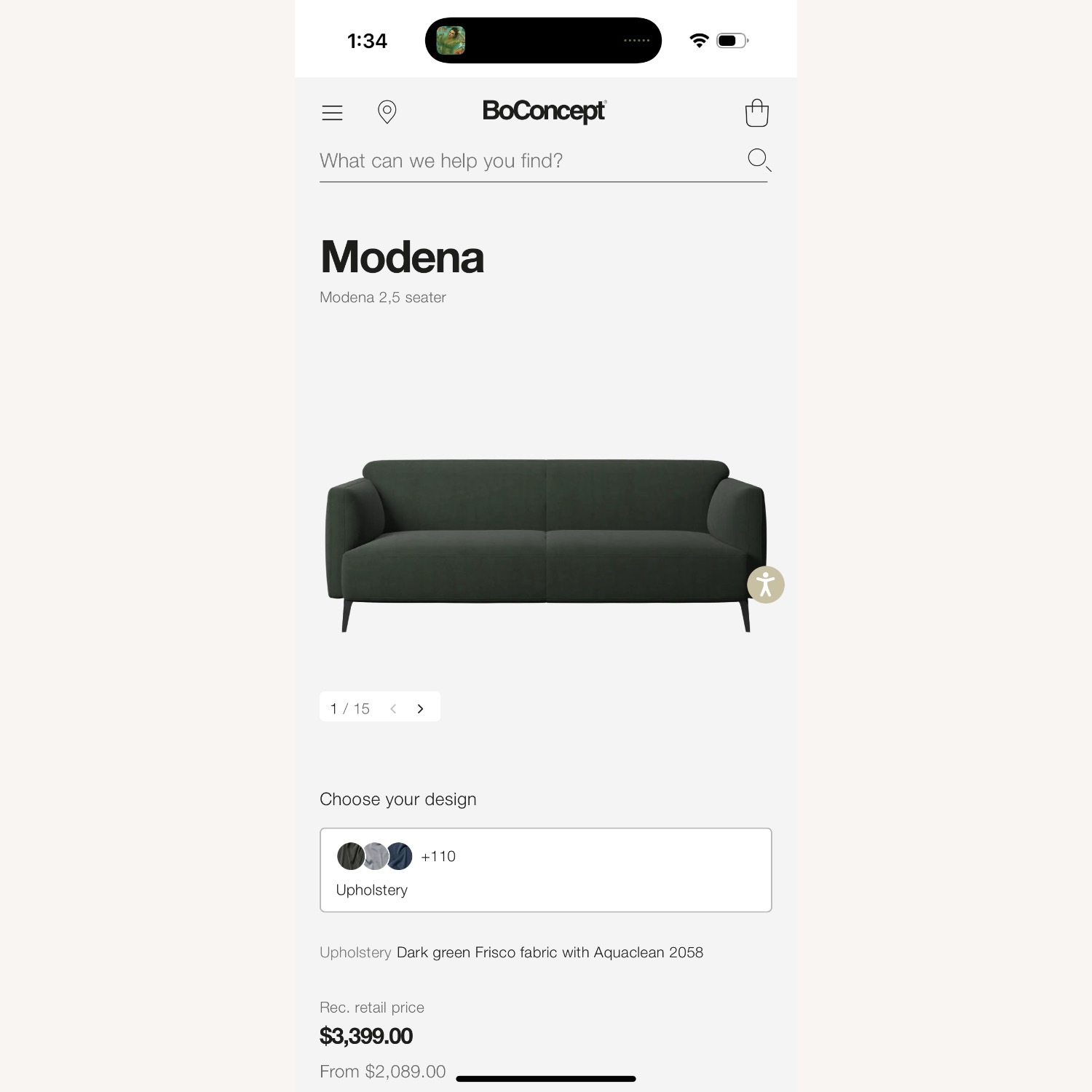 BoConcept Modena Green 2 Seater Sofa - image-3