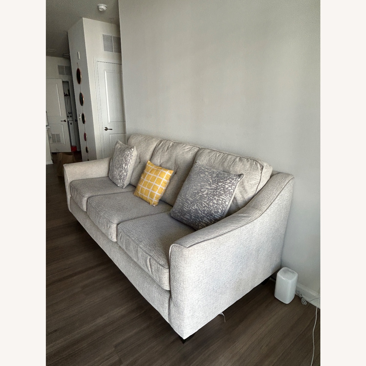 Raymour & Flanigan Sorillo White Fabric 3+ Seater Sofa - image-3