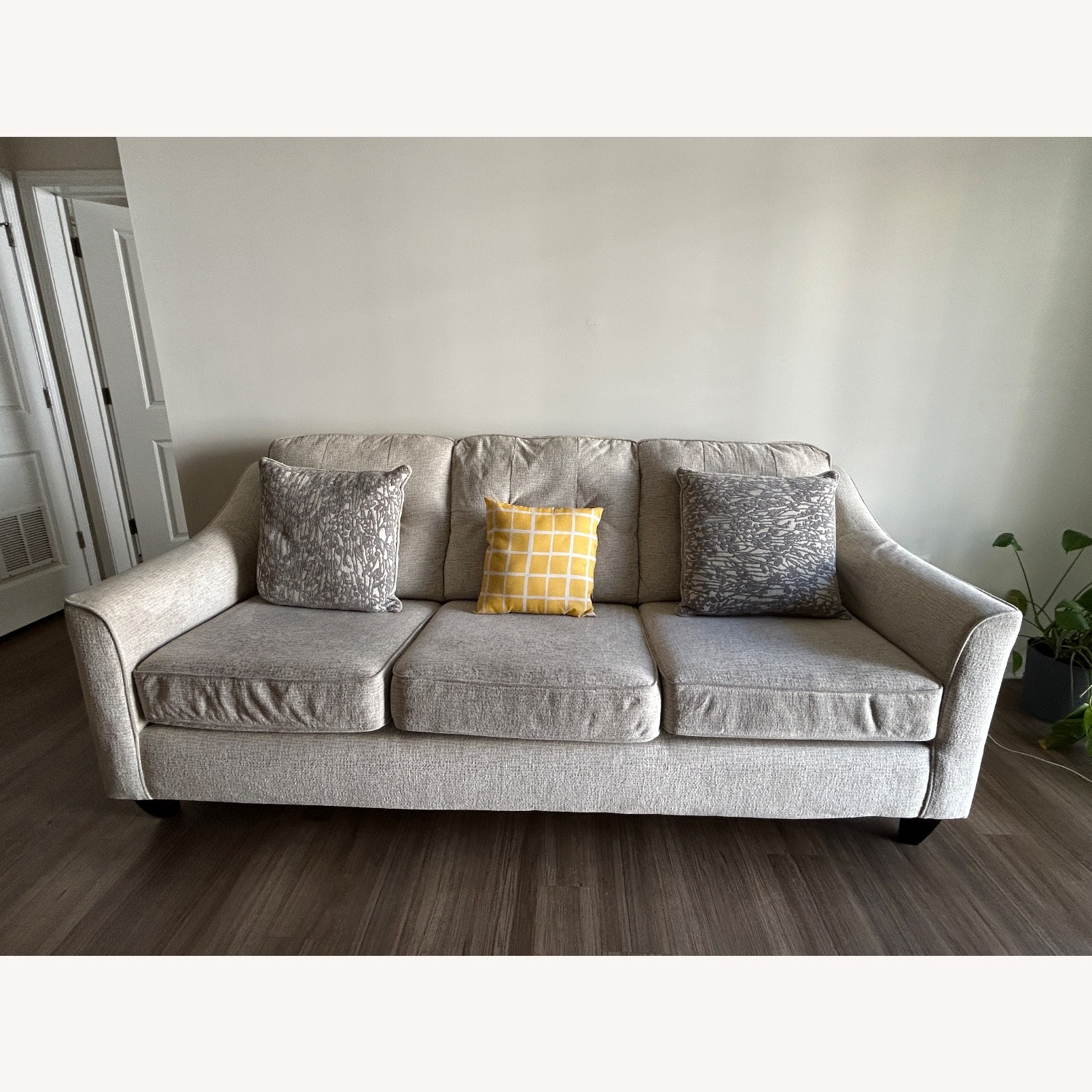 Raymour & Flanigan Sorillo White Fabric 3+ Seater Sofa - image-1