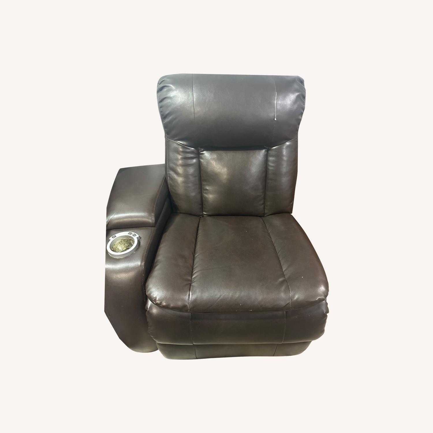 Dark Brown Leather Armchair - image-0