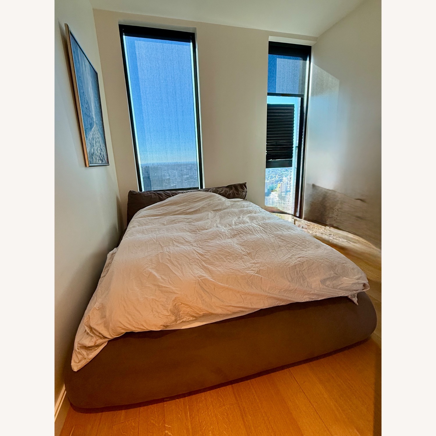 Dark Brown Fabric Queen Bed - image-4