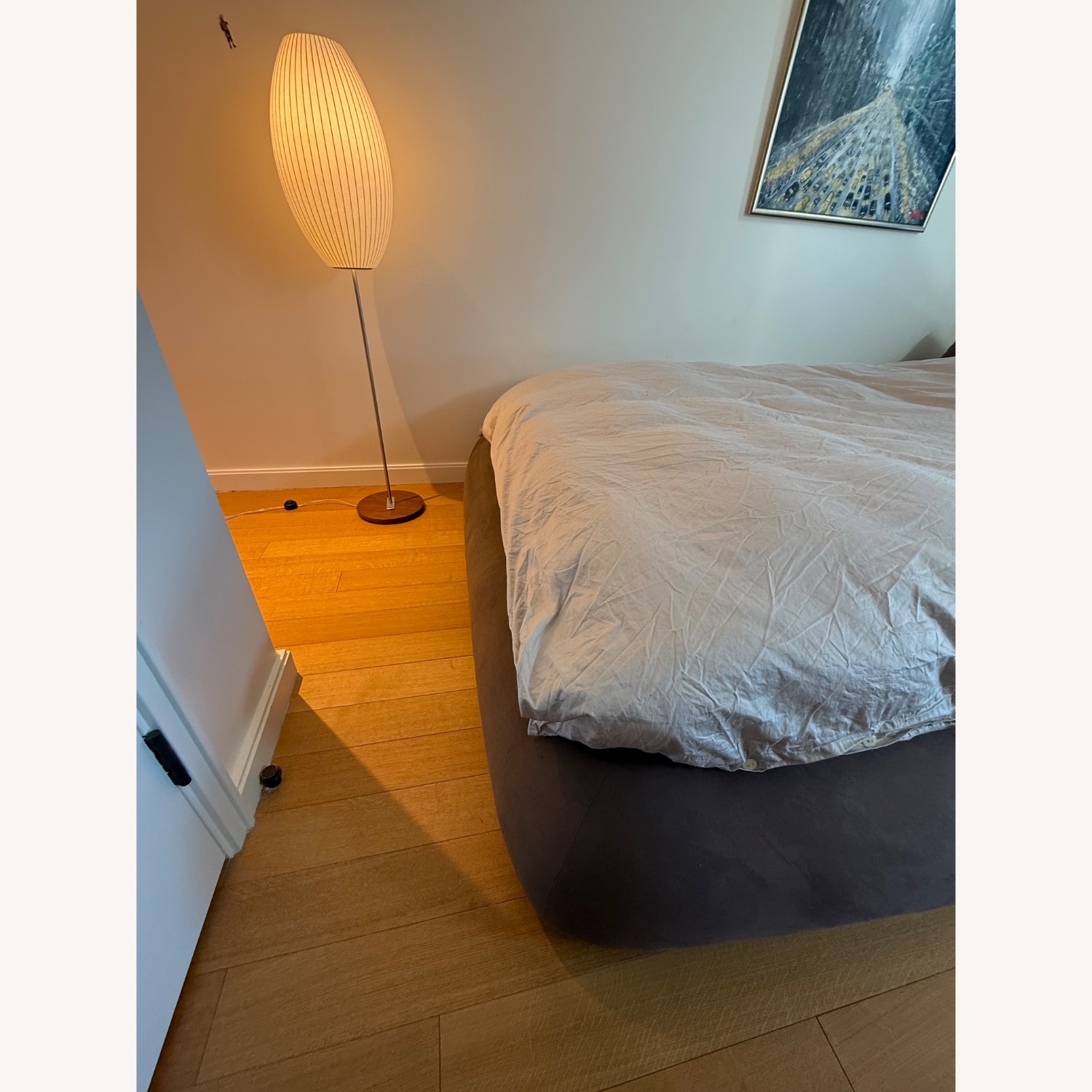 Dark Brown Fabric Queen Bed - image-5