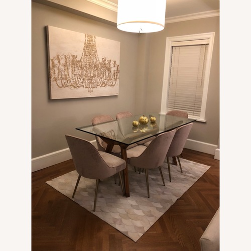 Used West Elm Pink Mid-Century Upholstered Dining Chairs for sale on AptDeco