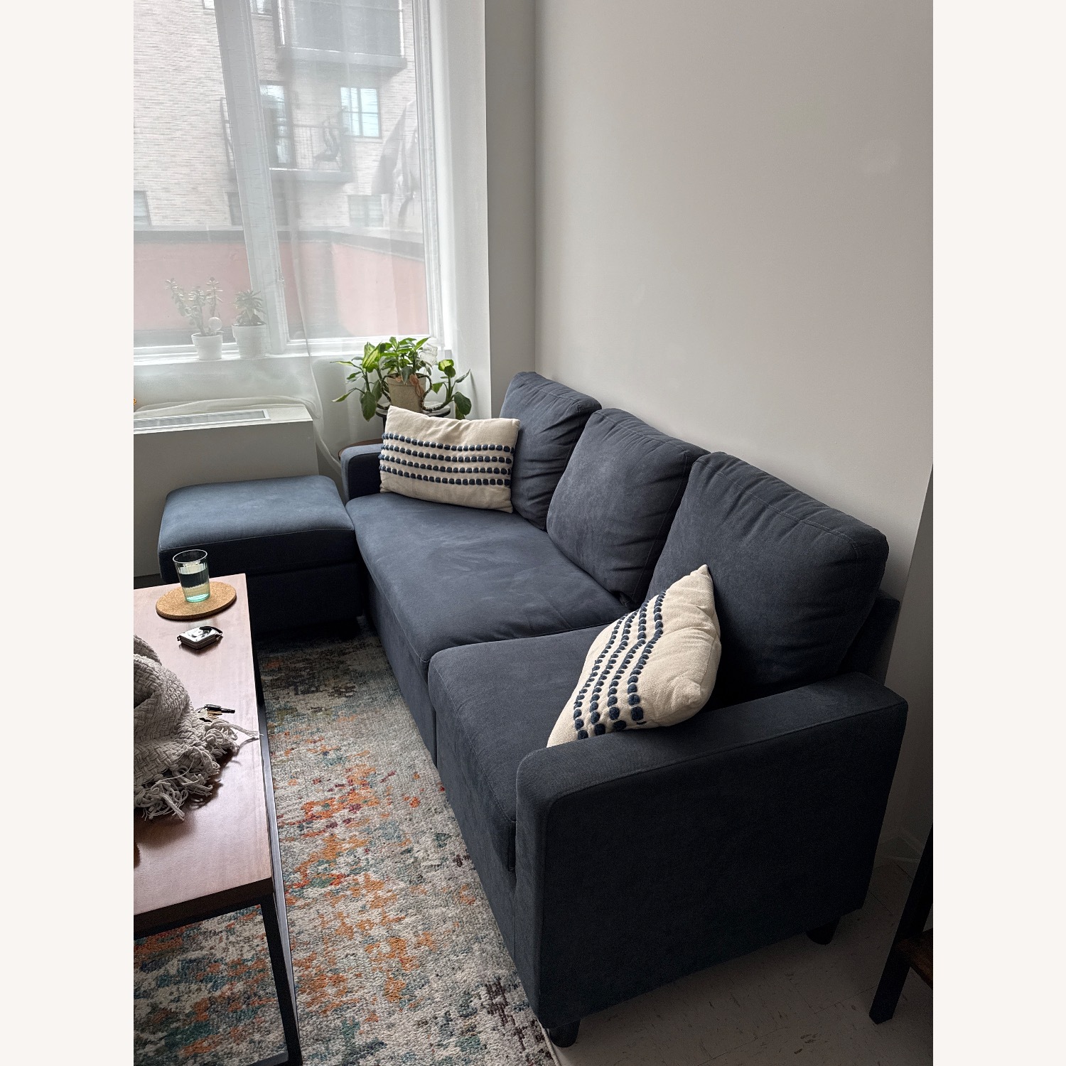 Blue Fabric 2 Piece Sectional - image-4