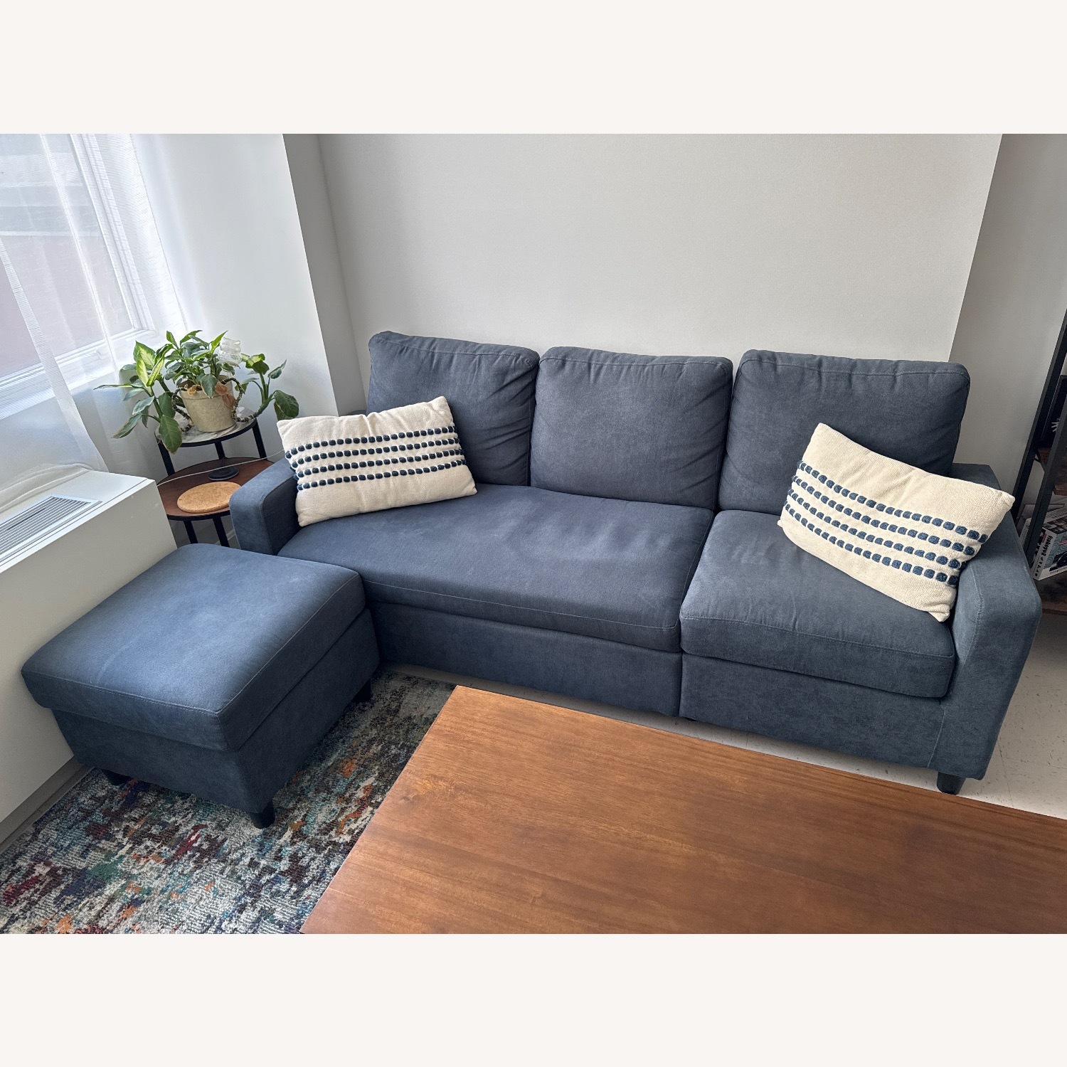 Blue Fabric 2 Piece Sectional - image-1