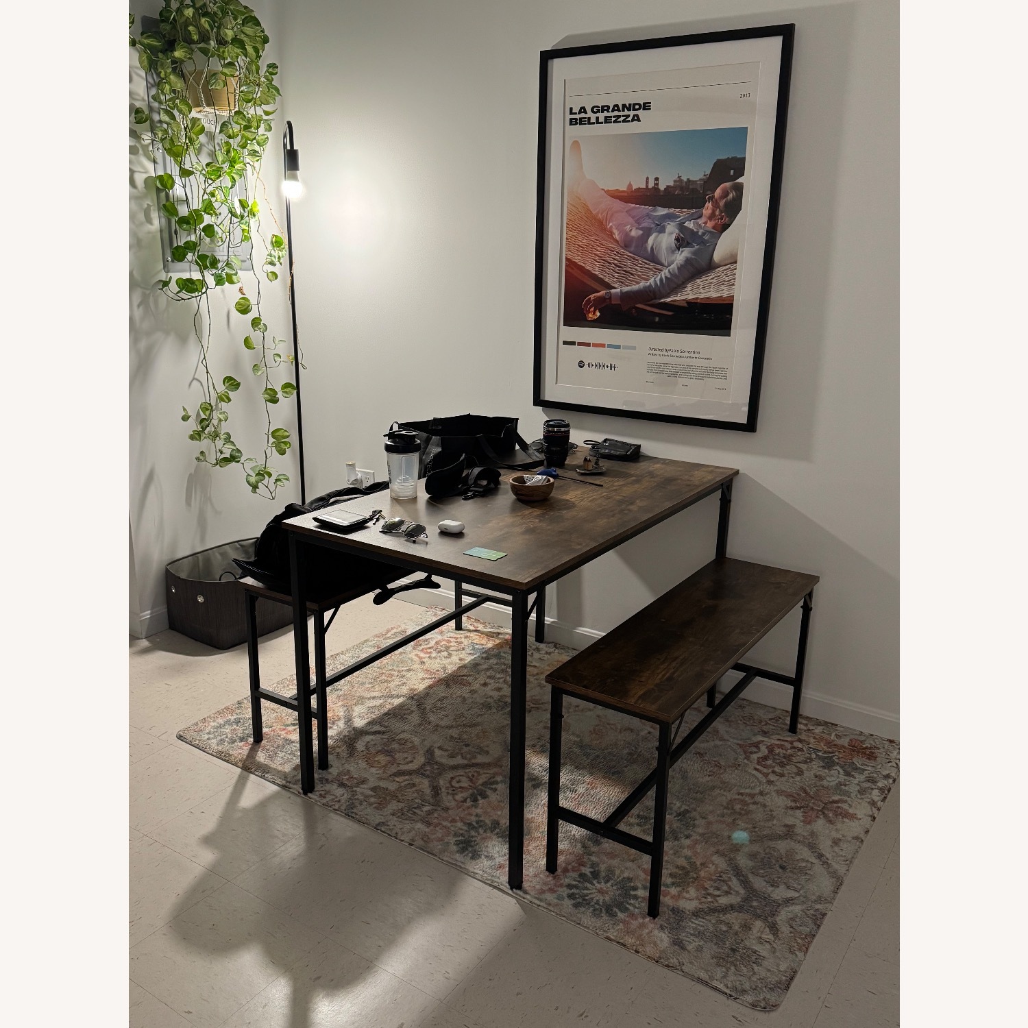 Amazon Wood and Metal Table and Benches Set - image-1