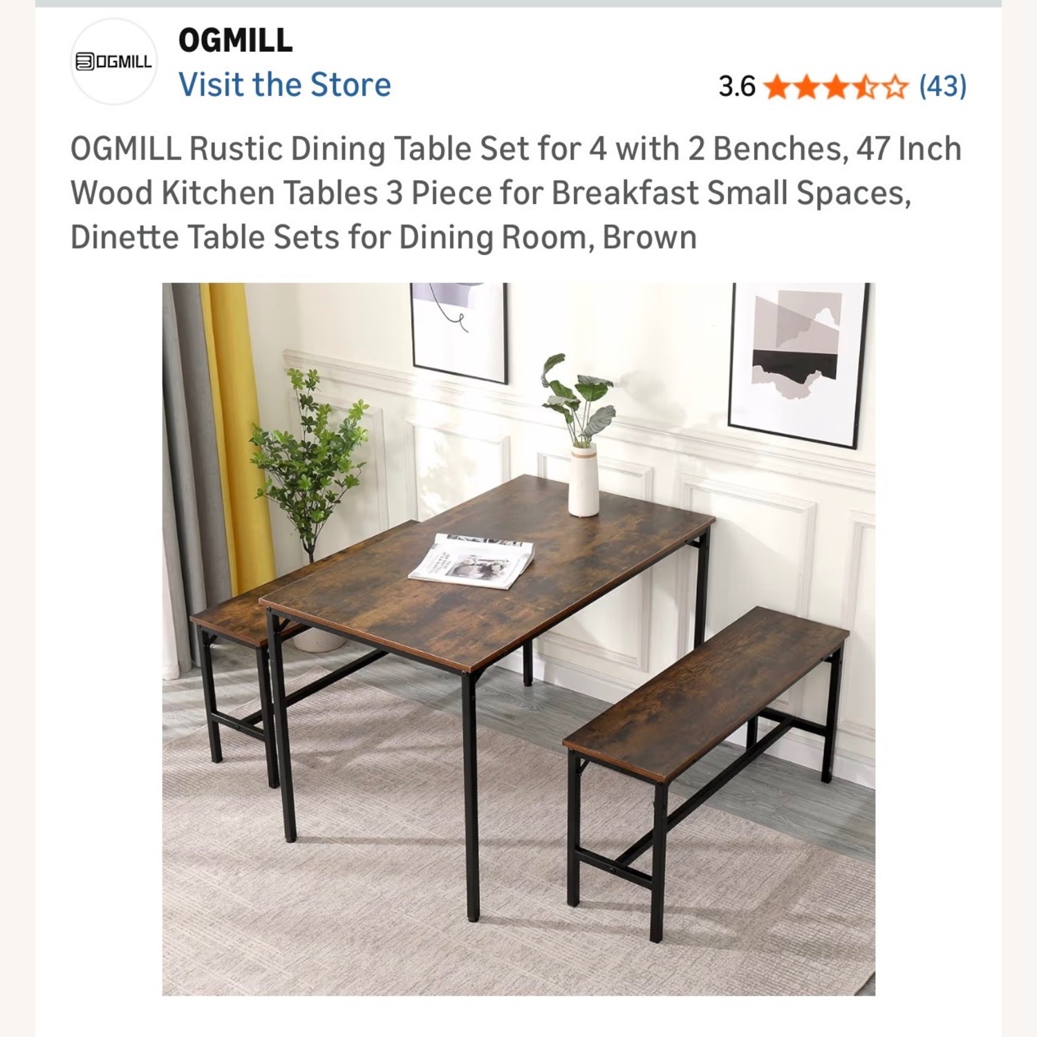 Amazon Wood and Metal Table and Benches Set - image-2