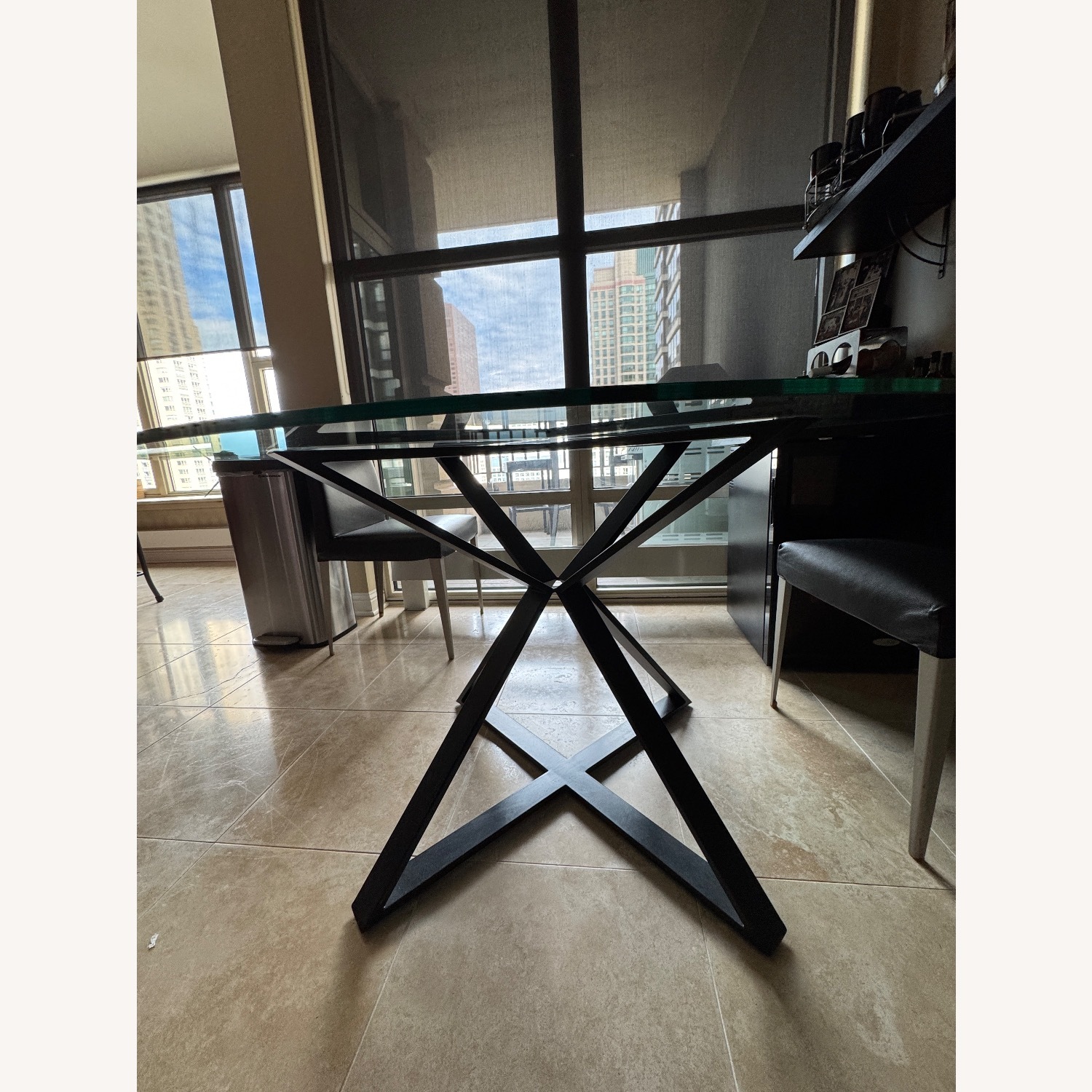 Crate & Barrel Black Metal Dining Table - image-2