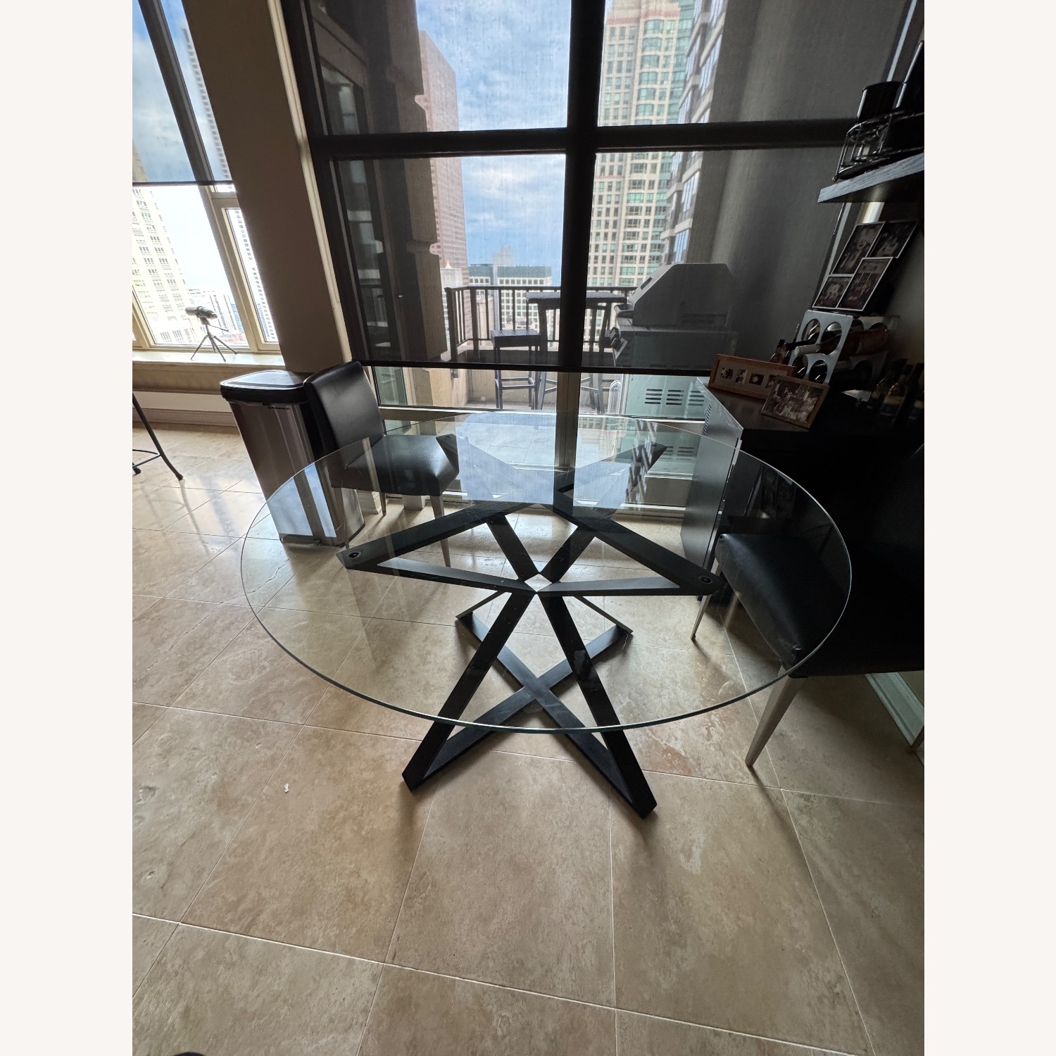 Crate & Barrel Black Metal Dining Table - image-1