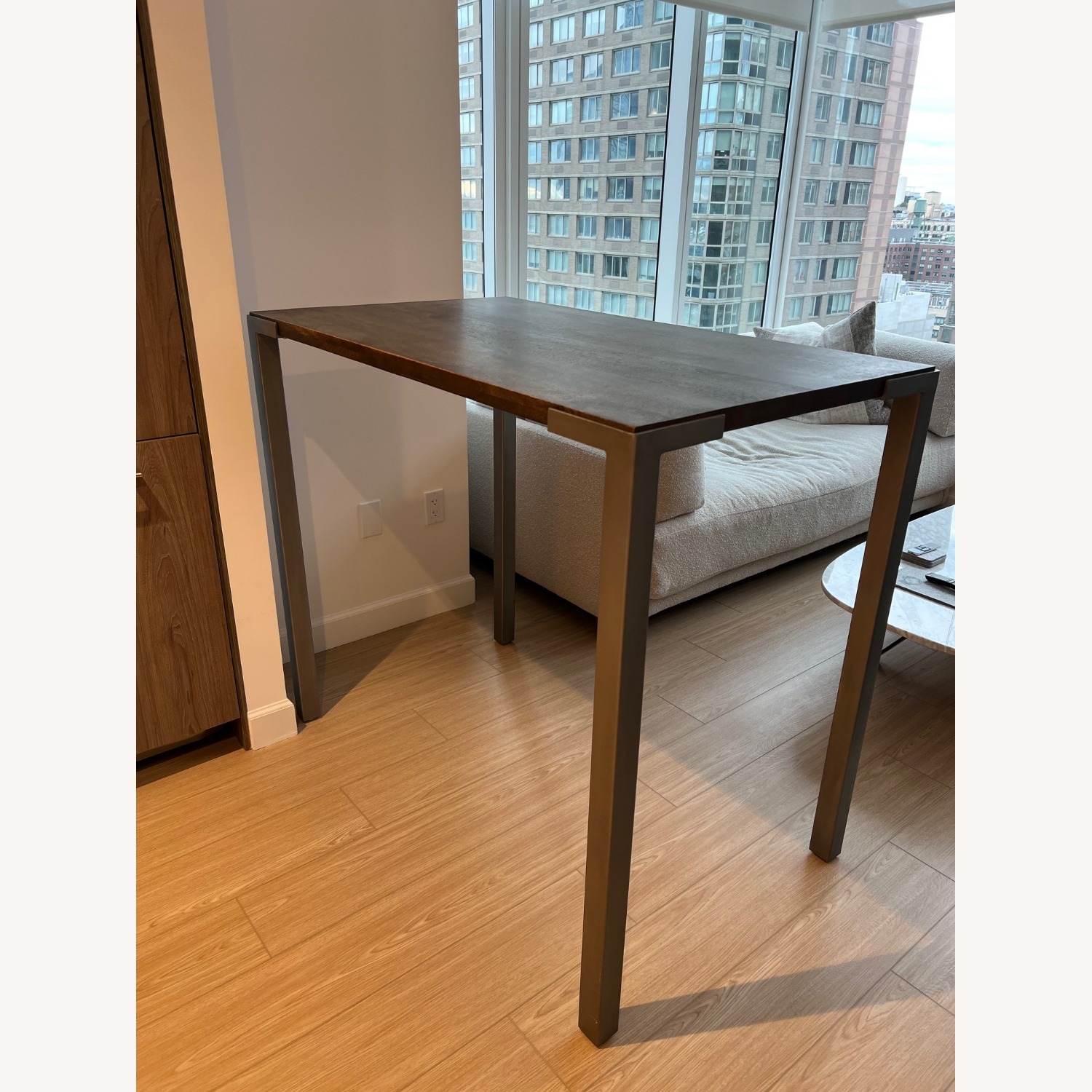 CB2 Stilt Dark Brown Wood Dining Table - image-2