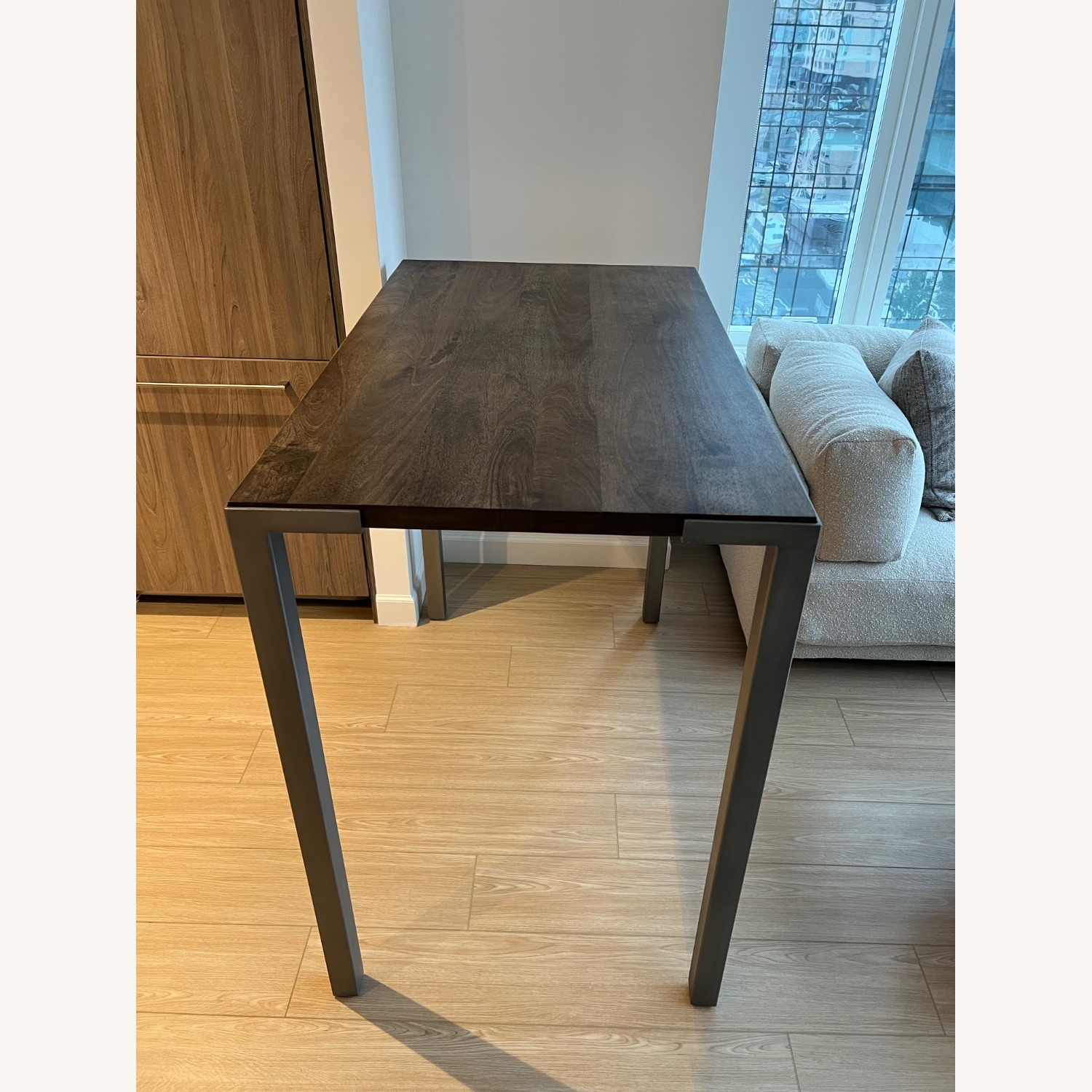 CB2 Stilt Dark Brown Wood Dining Table - image-5