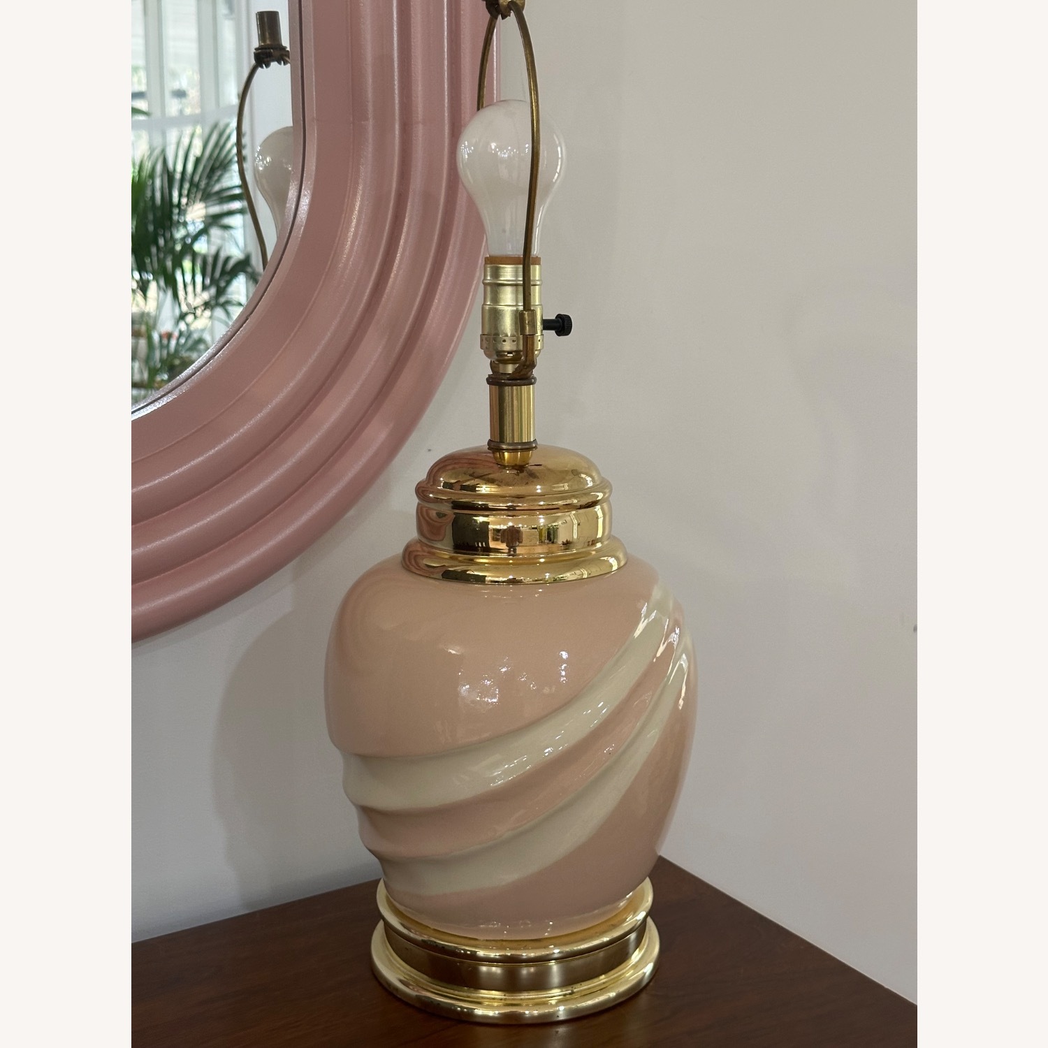 Vintage/Antique Finds Pink Glass Table Lamp - image-1