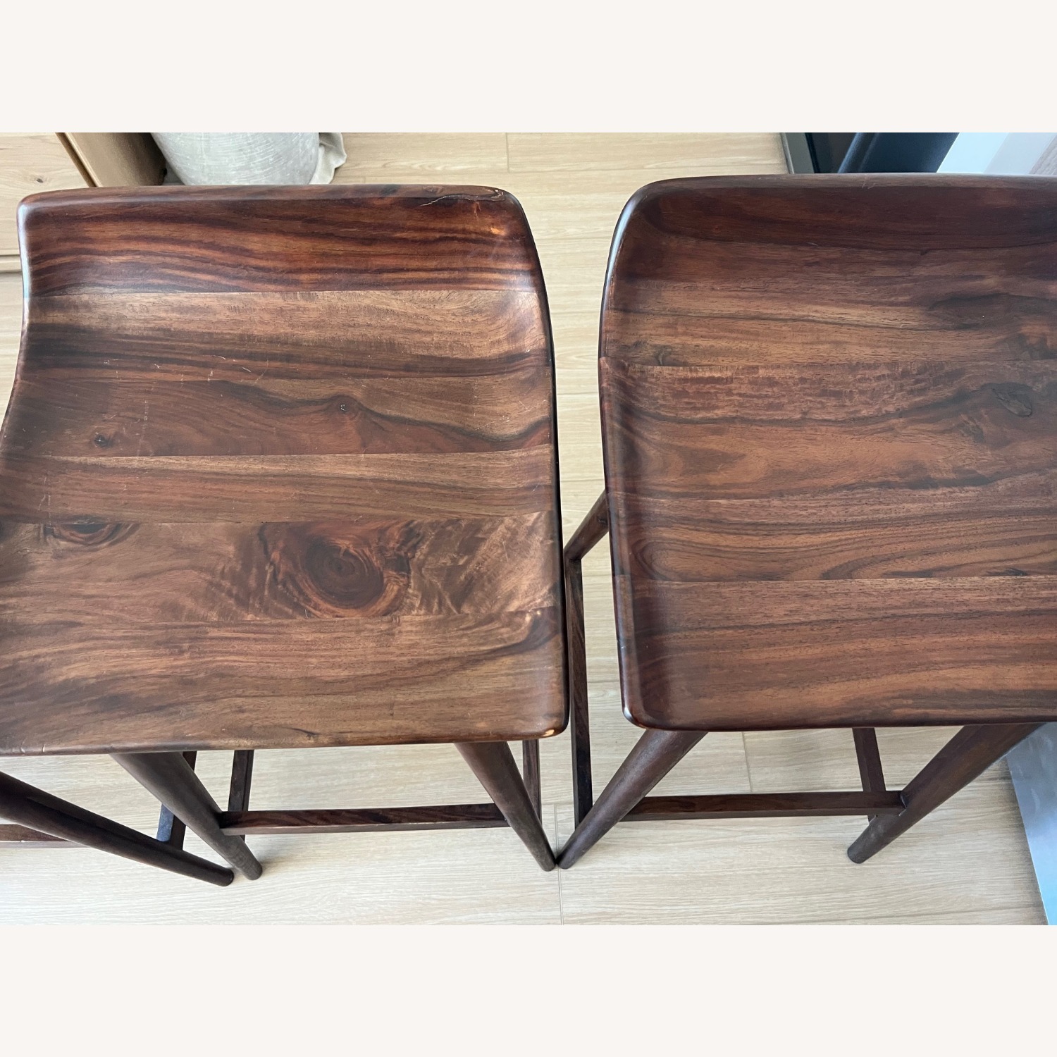 CB2 Wainscott Dark Brown Barstools Set of 4 - image-6