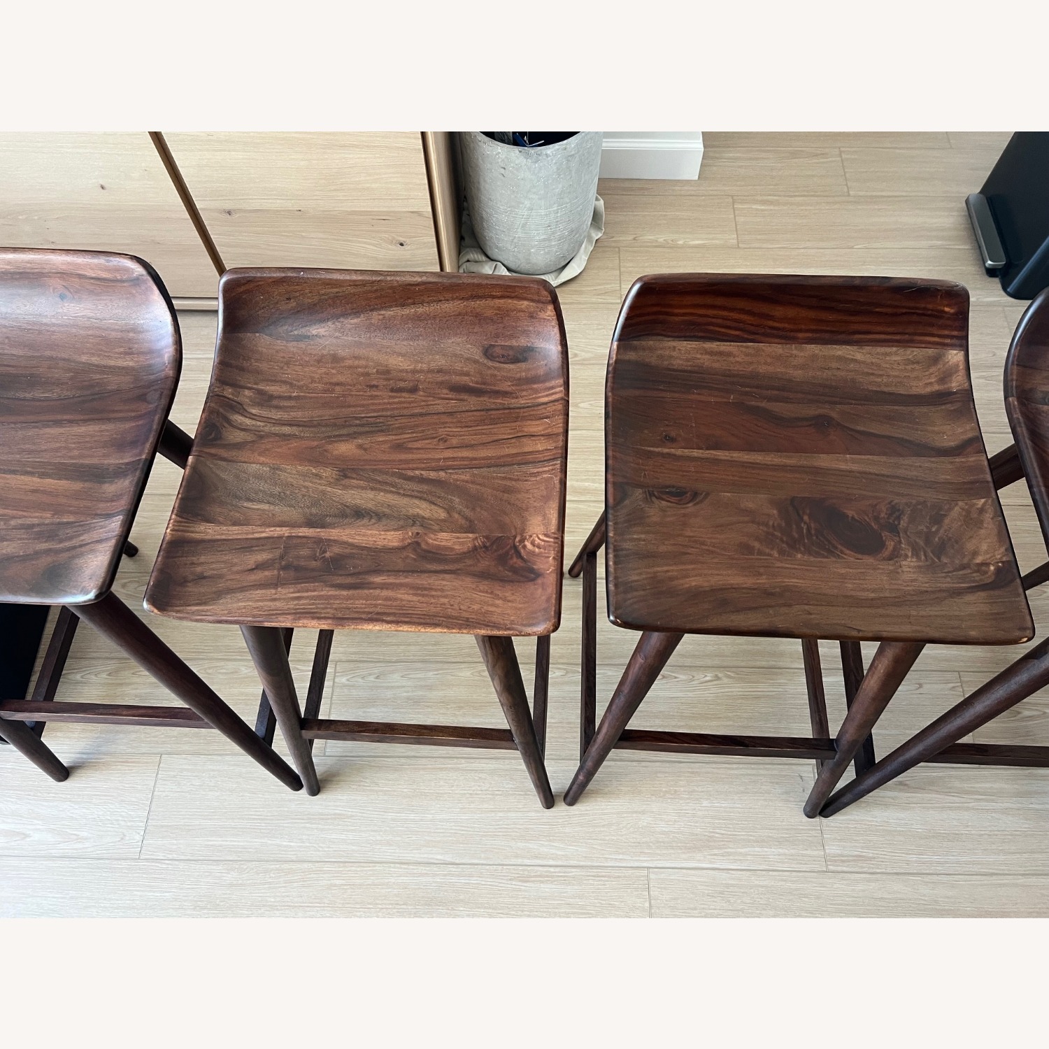 CB2 Wainscott Dark Brown Barstools Set of 4 - image-7