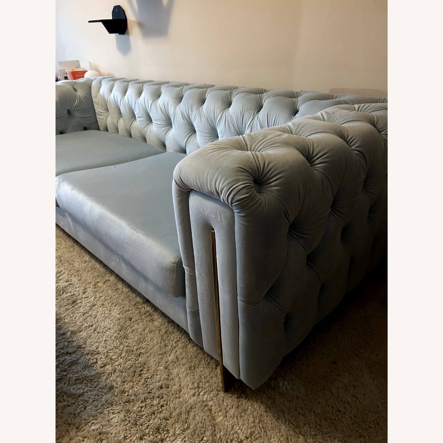 Brooklyn Space Blue Fabric 3+ Seater Sofa - image-4