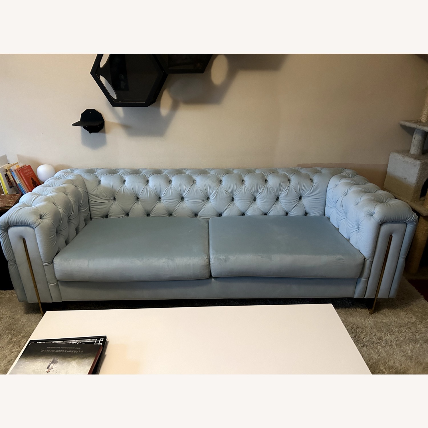 Brooklyn Space Blue Fabric 3+ Seater Sofa - image-1