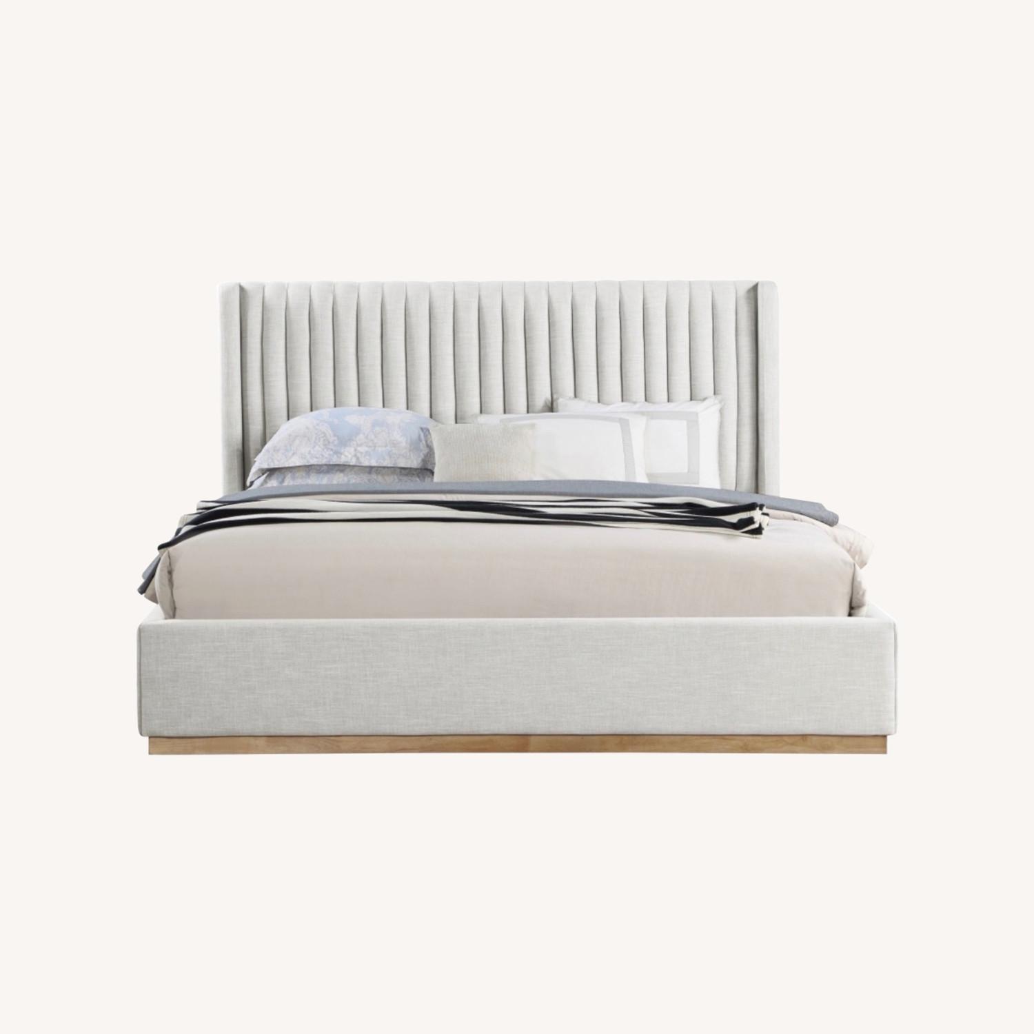 Logan Bed Natural Linen Queen Bed - image-0